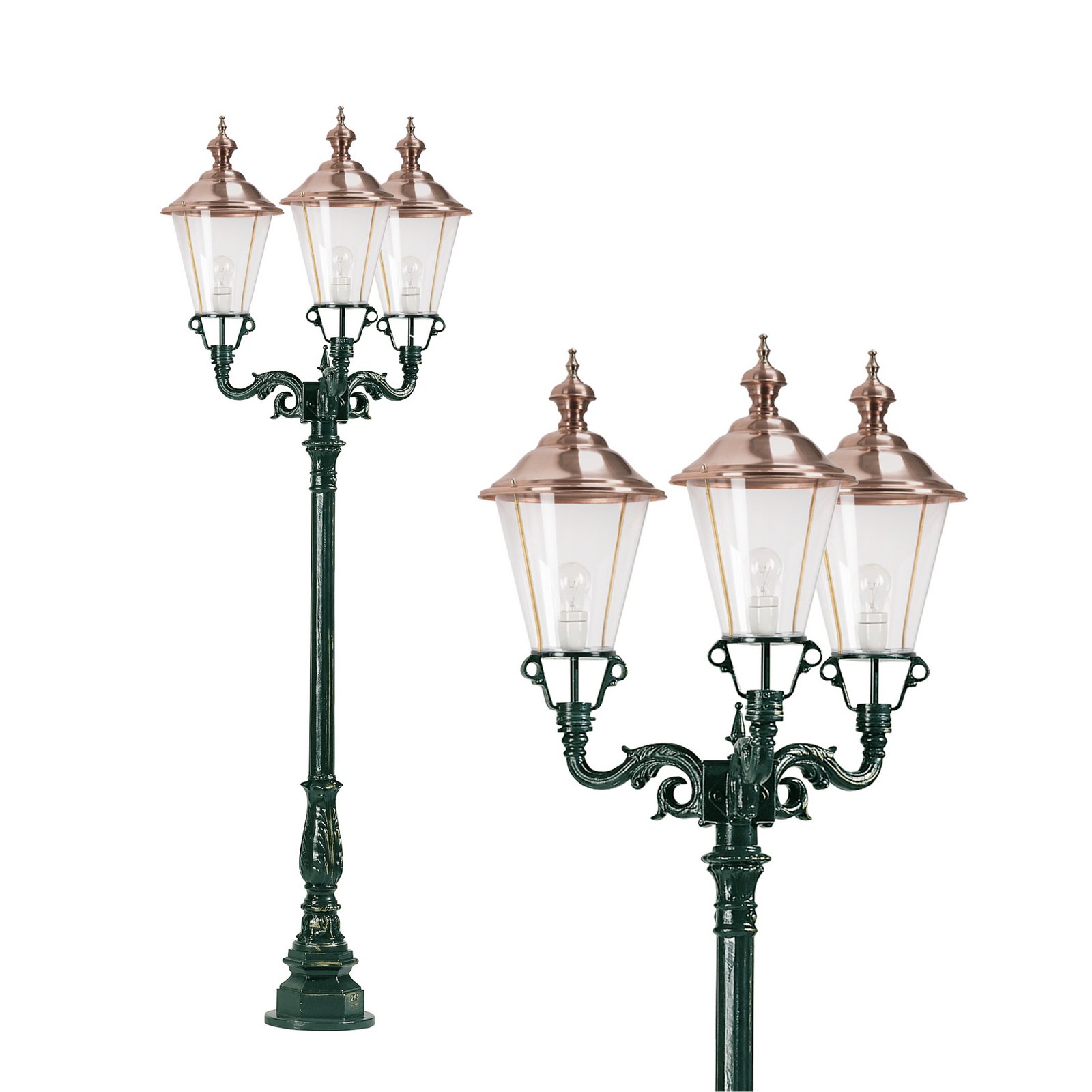 Grønn Parijs kandelaber med tre lys