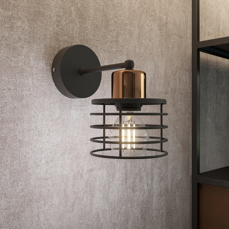 Applique Edison in nero/rame