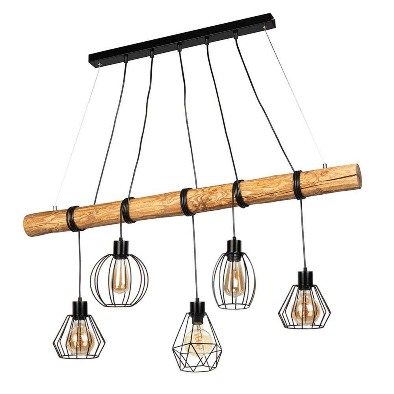 Various 5 Candeeiro Suspenso Pine Wood - Envostar