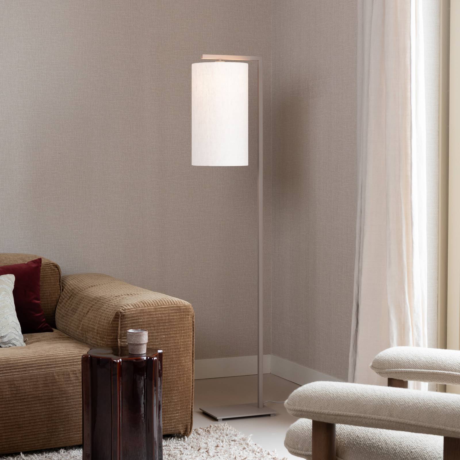 IT'S ABOUT ROMI Stehlampe Boston, Ø 25 cm, weiß/sandfarben günstig online kaufen