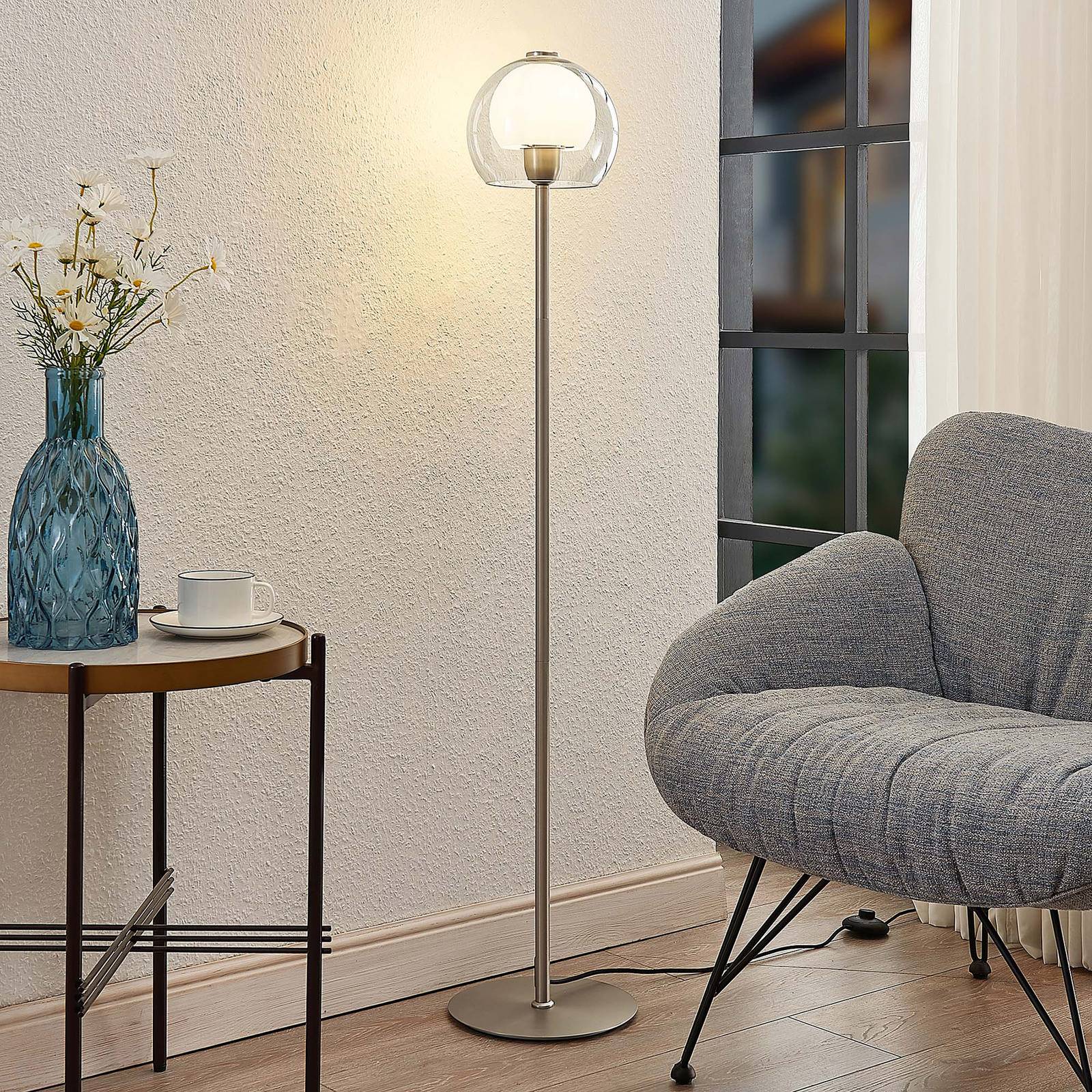 Lucande Kaiya lampadaire abat-jour en verre