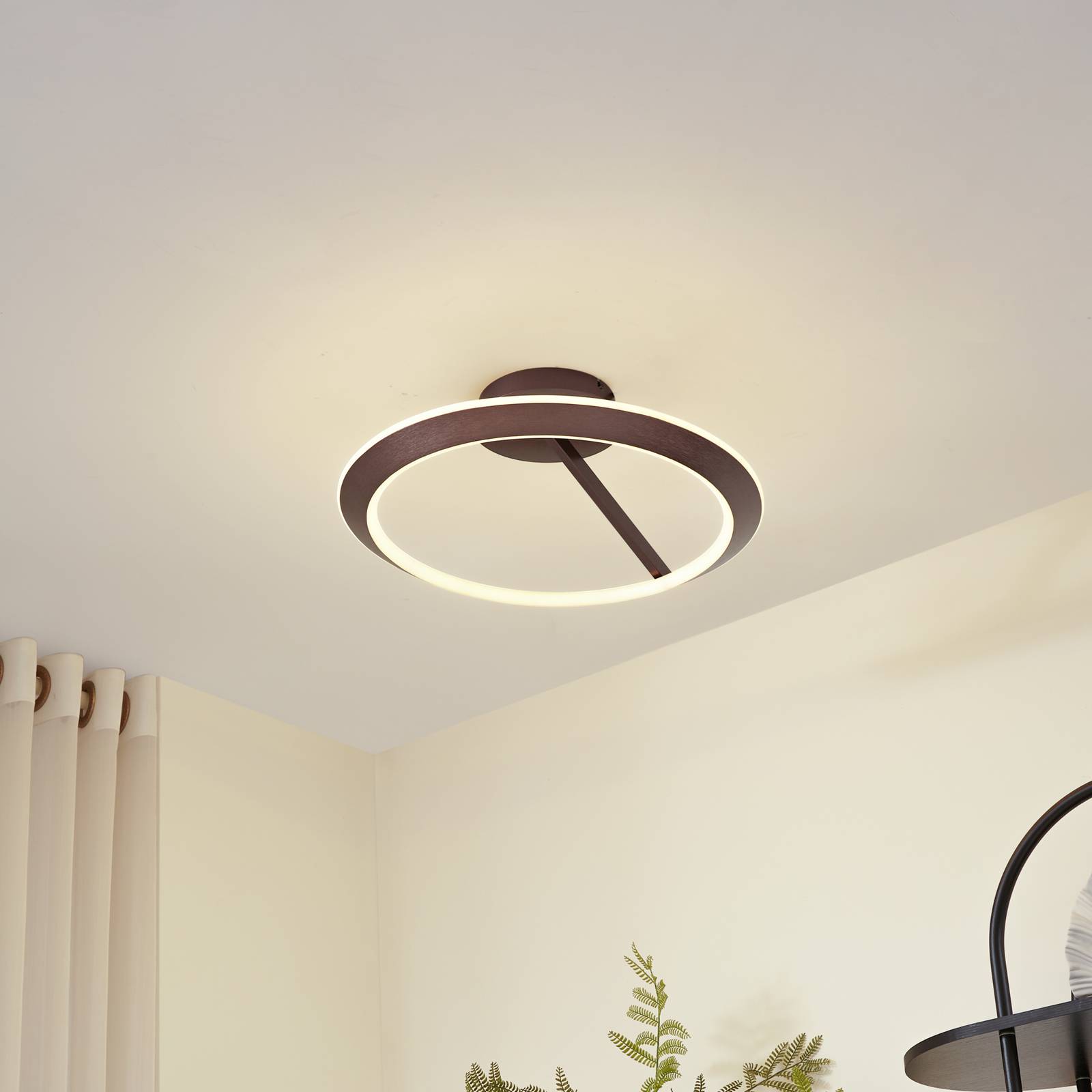 Lucande LED-Deckenleuchte Eldra, kaffeebraun, Ø 55 cm, CCT günstig online kaufen