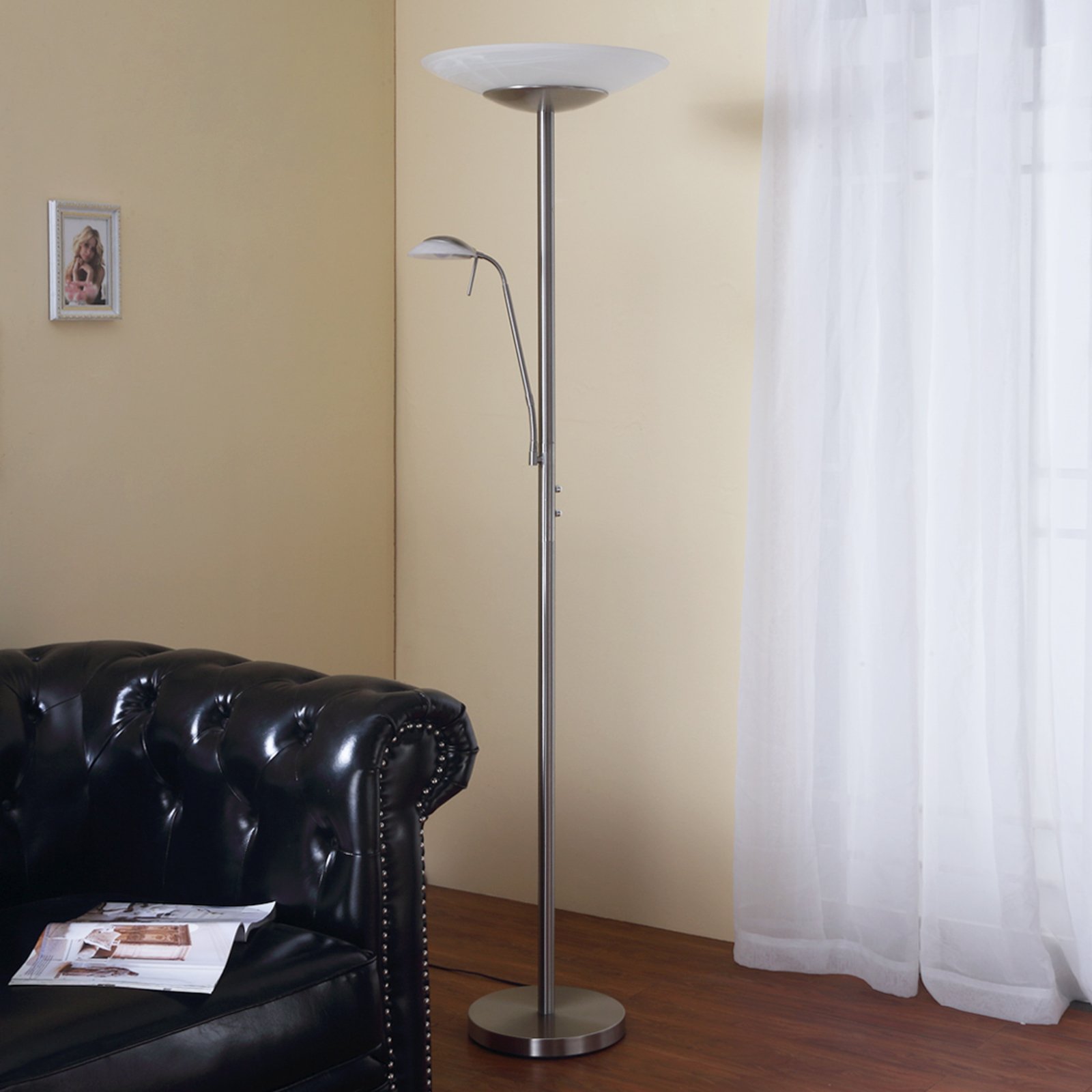 ELC Ioana lampadaire LED, avec liseuse, dimmable