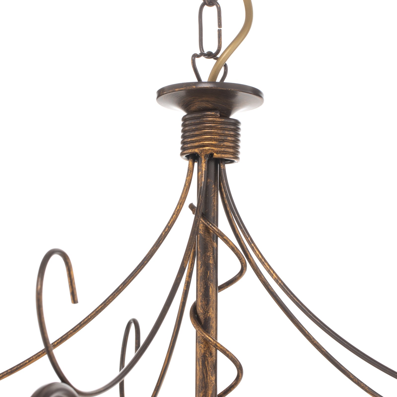Hanglamp Rosina 5-lamps lichtroze/brons