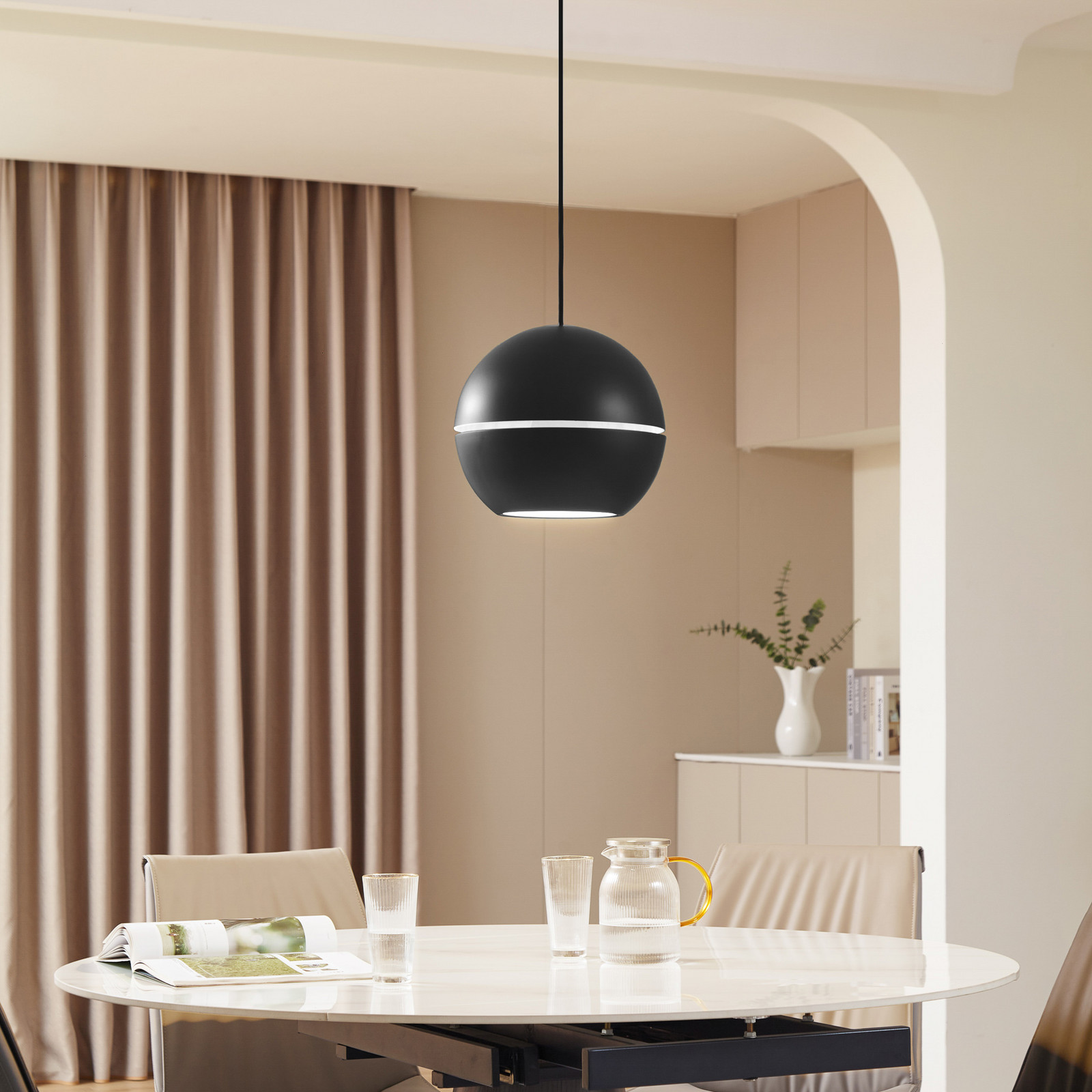 Suspension Lush, noire, Ø 30 cm, aluminium, E27