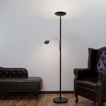 Uplight-golvlampa Malea med LED + läsarm, svart