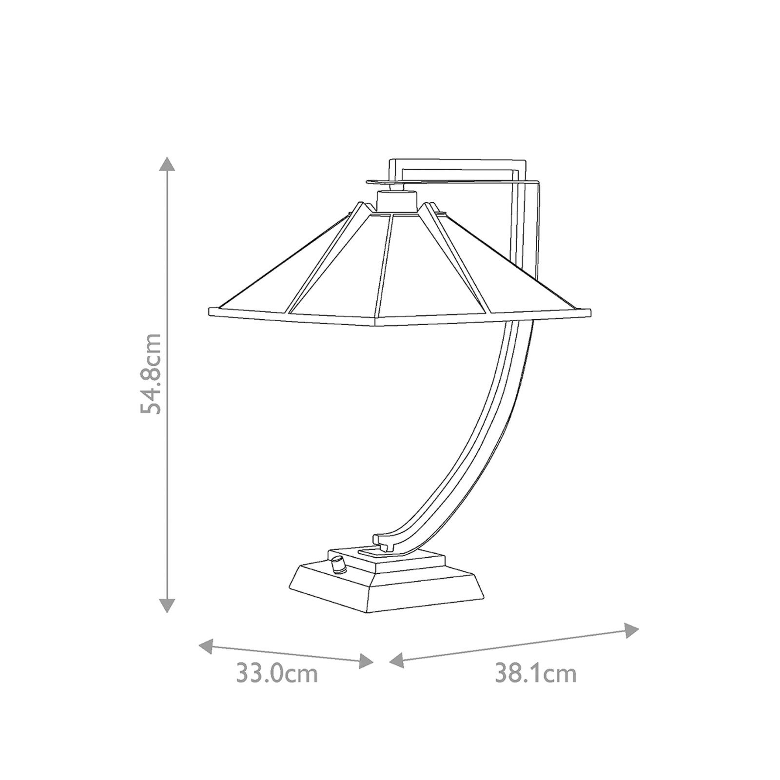 Stolní lampa Pomeroy, výška 55 cm, bronz, sklo, ocel