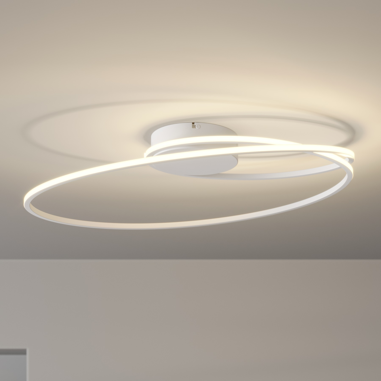 Lindby Xenias LED-Deckenleuchte, weiß, 60 x 35 cm
