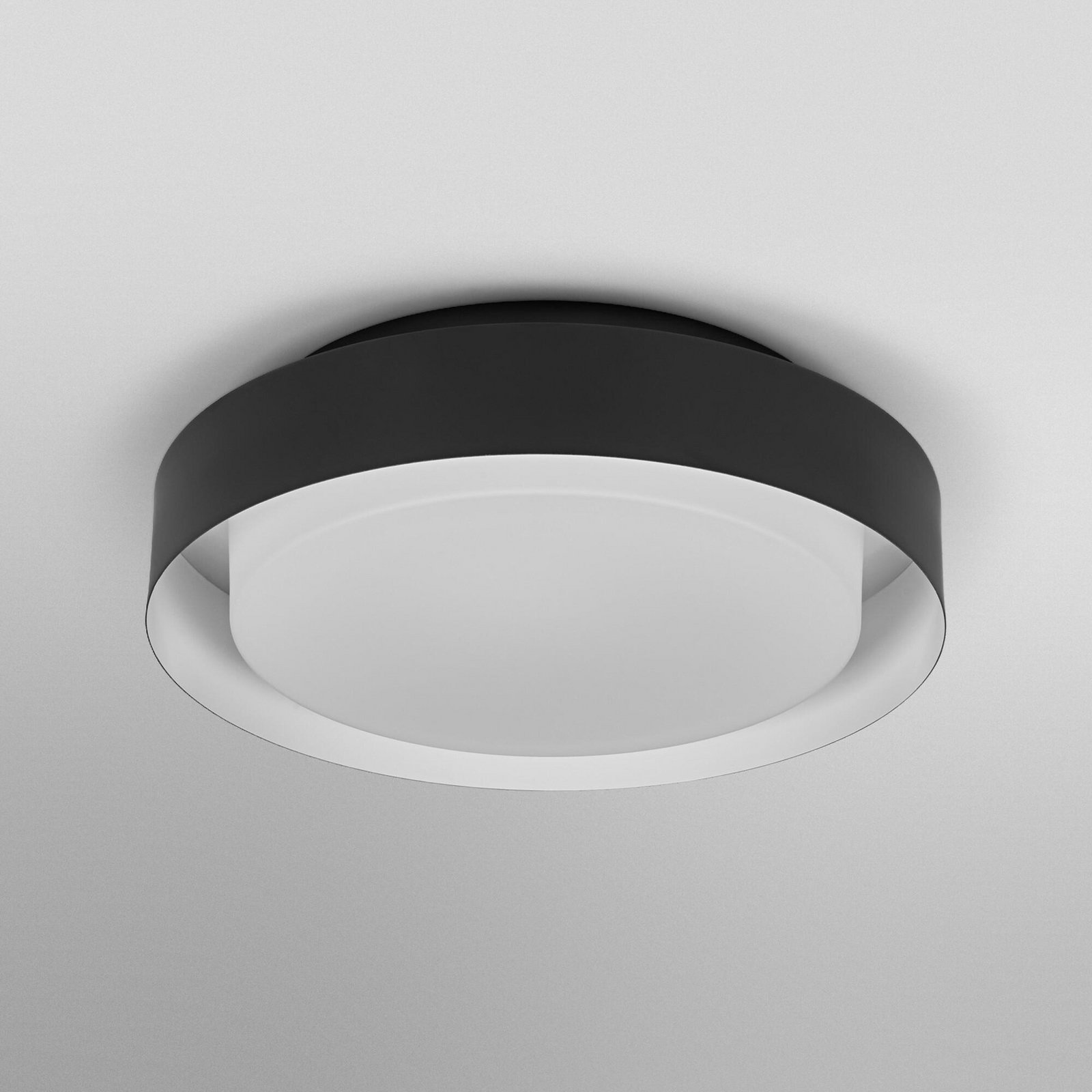 OSRAM Deckenlampe ORBIS MADRID, schwarz, Ø 29 cm Metall/Glas