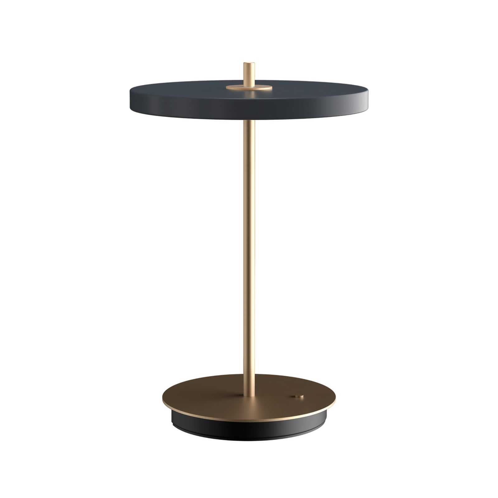 LED stolní lampa Asteria Move s akumulátorem, šedá/mosaz, 31 cm – UMAGE