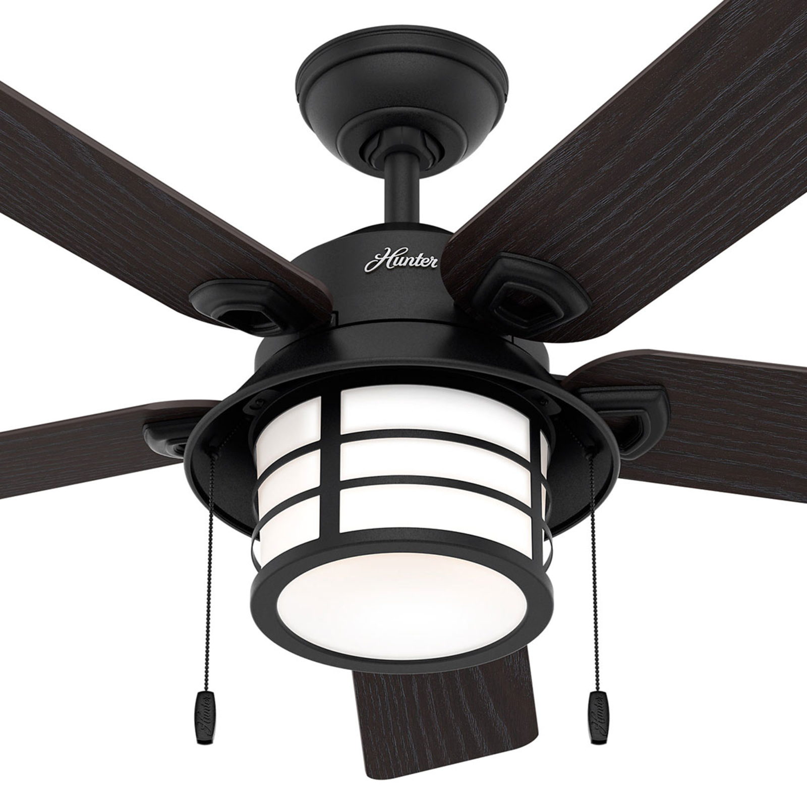 Ventilator Hunter Santorini cu lumină, lemn/negru