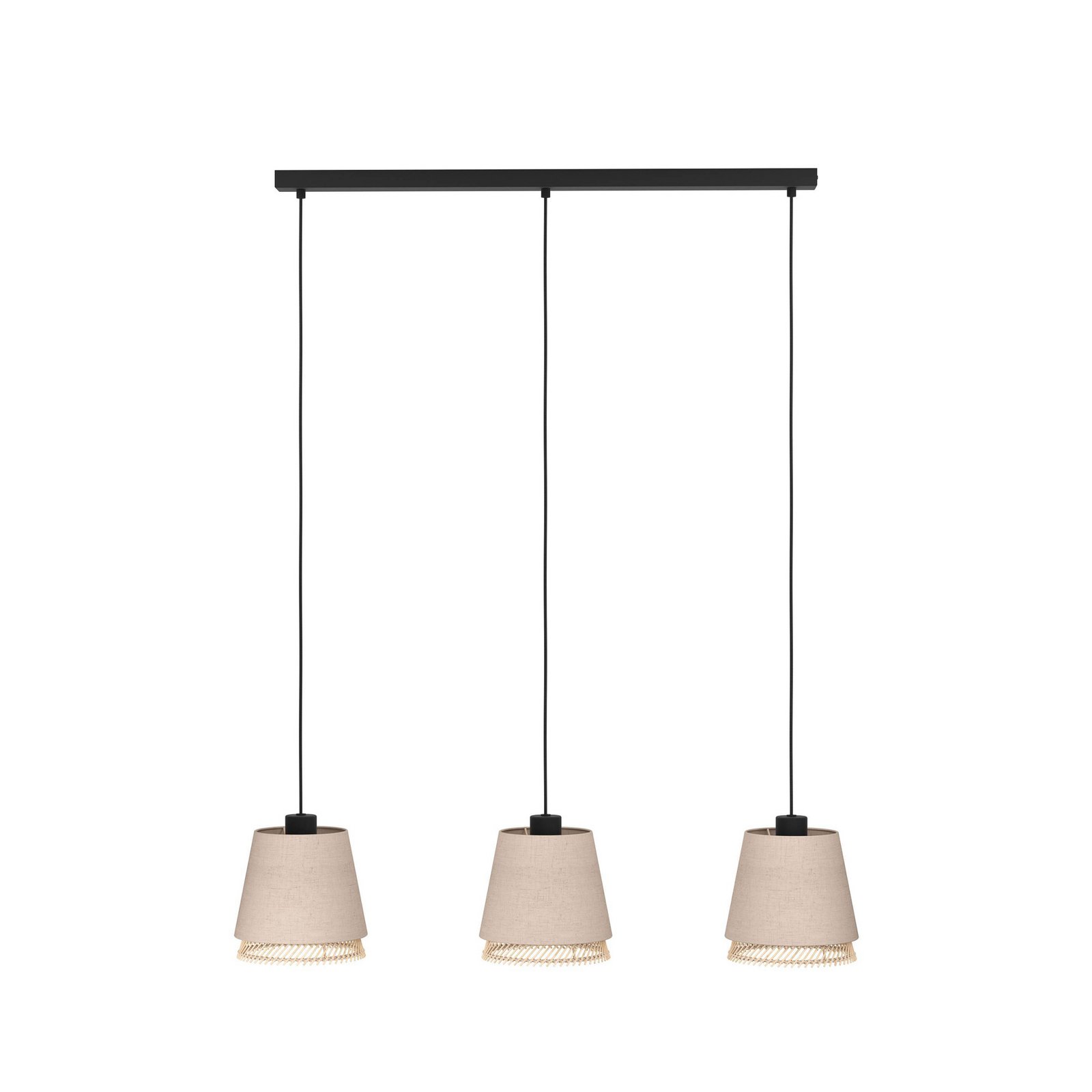 Tabley hanging light, black/natural colour, 89 cm, fabric, 3-bulb.