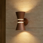 Lucande LED външна стенна лампа Meravi, кафява, с 2 лампи, IP44