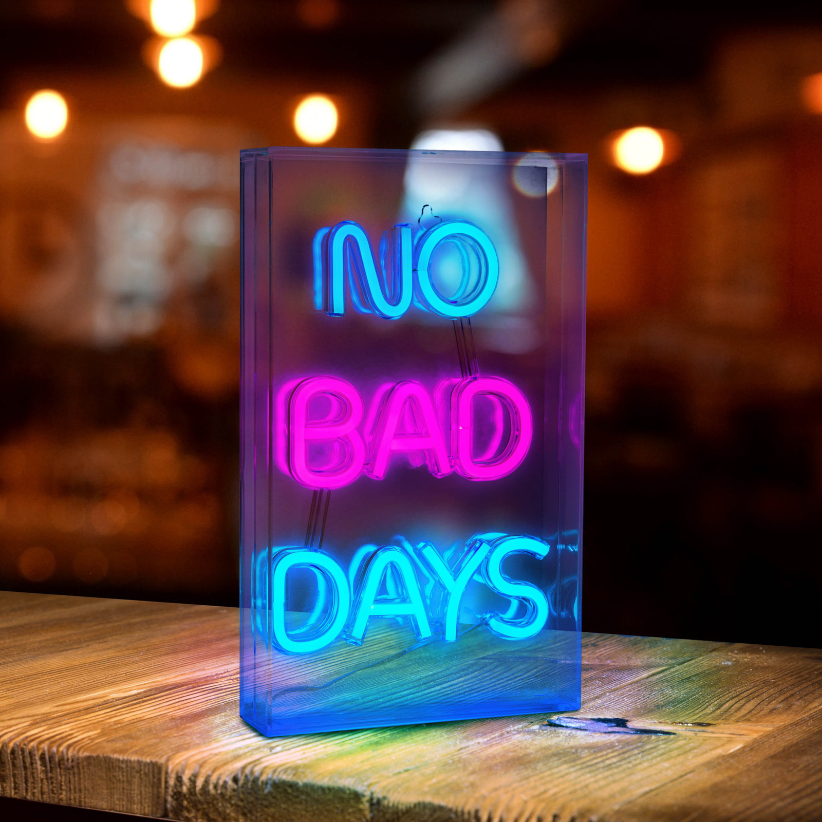 LED bathroom wall lamp No Bad Days, clear, 30x18 cm plastic USB RGB