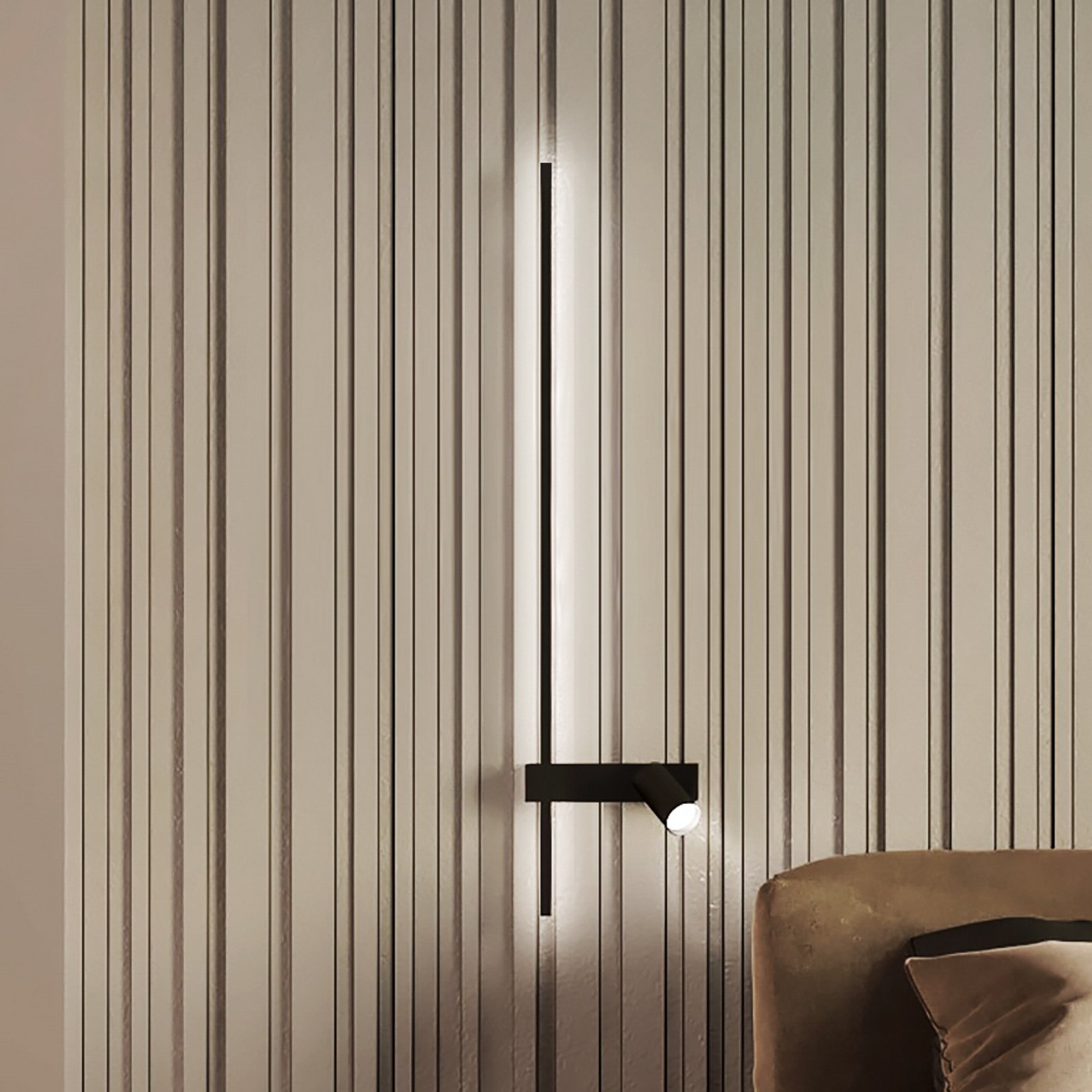 Wandlamp EASY LEFT, zwart Breedte 80 cm Metaal GU10 + LED