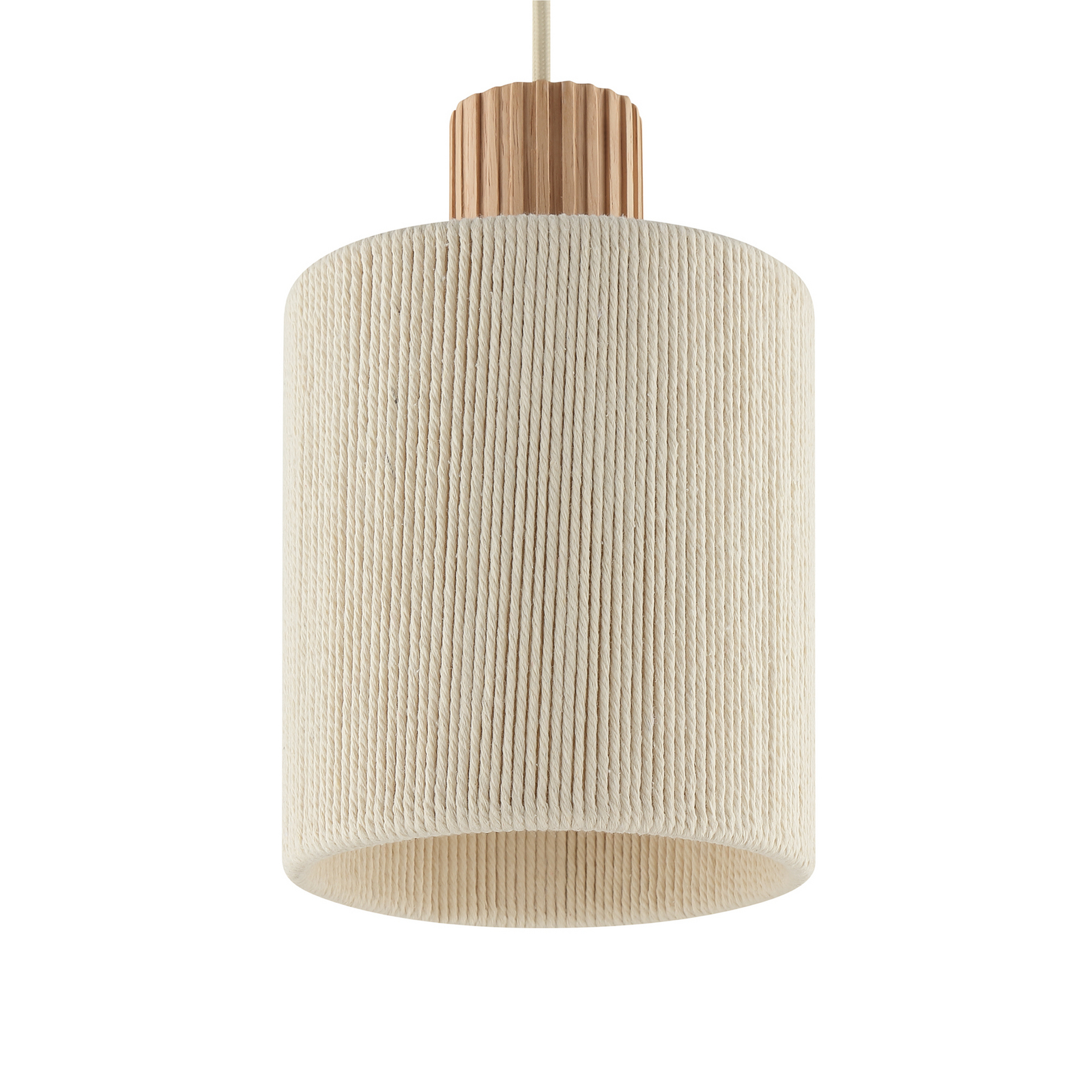 Lampada a sospensione Arlo, beige, tessuto/legno, Ø 40 cm, a 3 luci Lampada a sospensione Arlo, beige, tessuto/legno, Ø 40 cm, a 3 luci