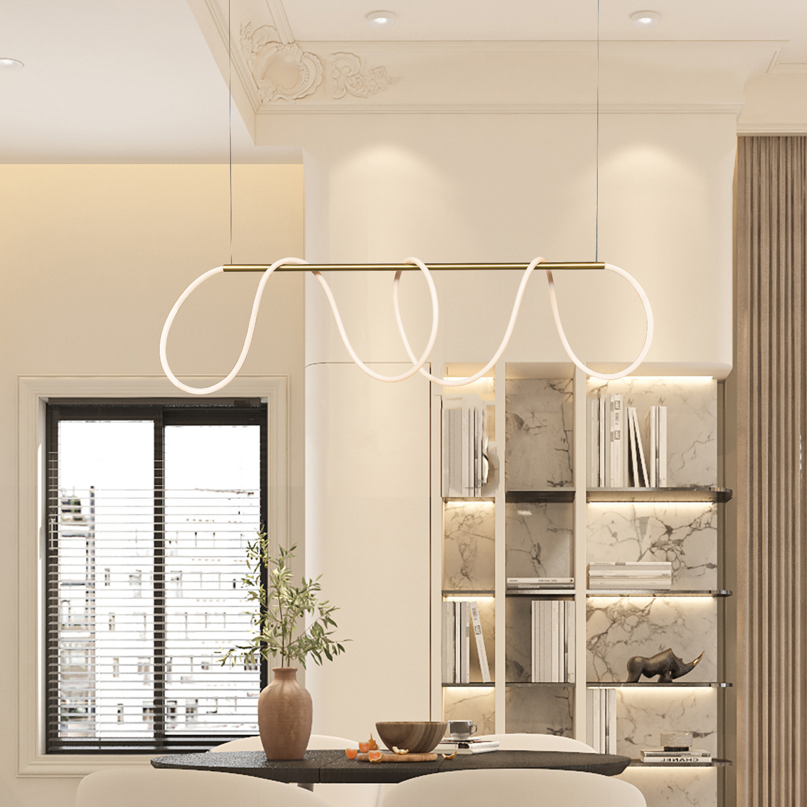 LED-Hängeleuchte 19254, gold matt, Länge 147 cm, Metall