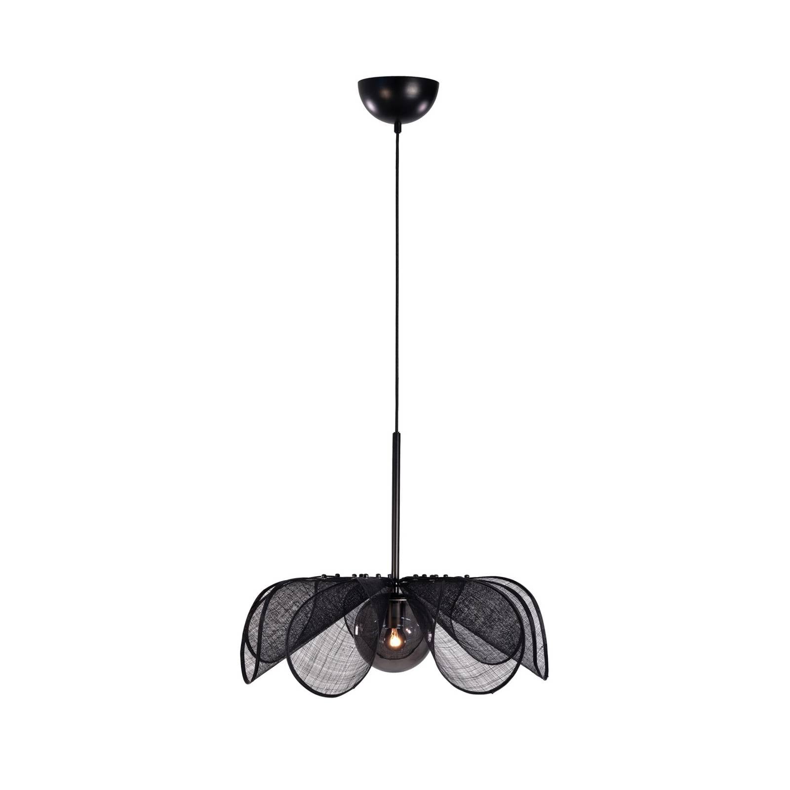 Hängeleuchte Styrka, Ø 63cm, schwarz/rauchgrau, Bananenfaser