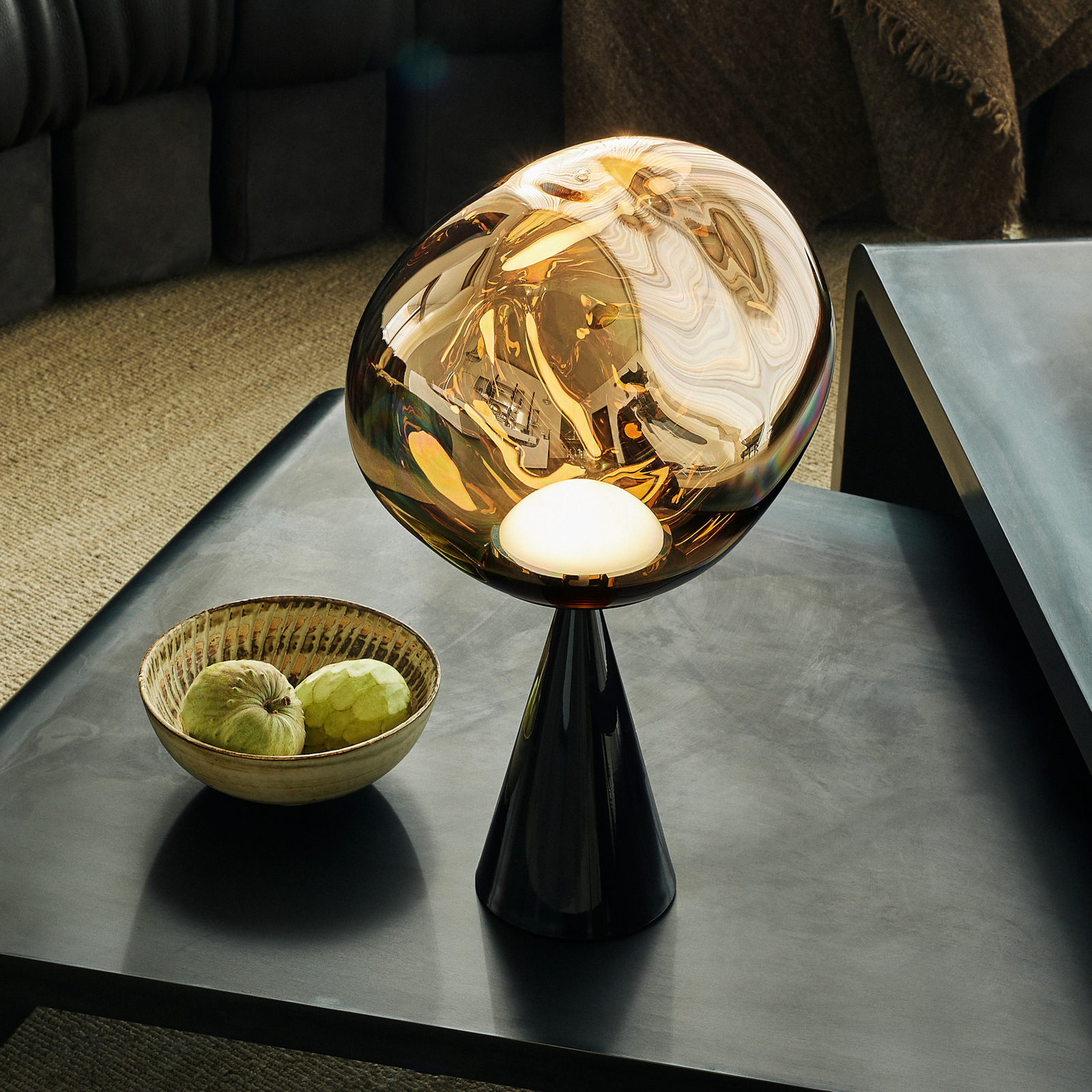 Tom Dixon LED-Tischlampe Melt Cone Fat, gold/schwarz, 47 cm