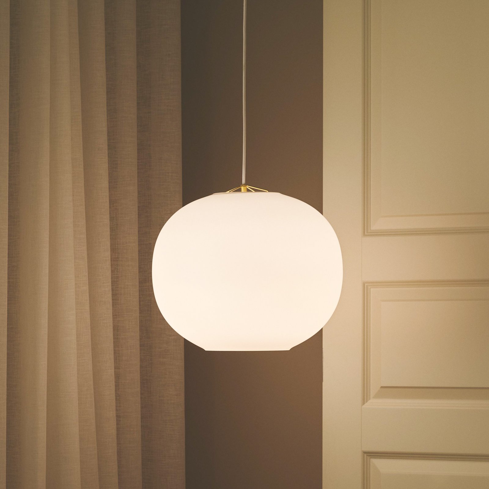 Navone hanglamp, wit, glas, Ø 40 cm, 1-lamp
