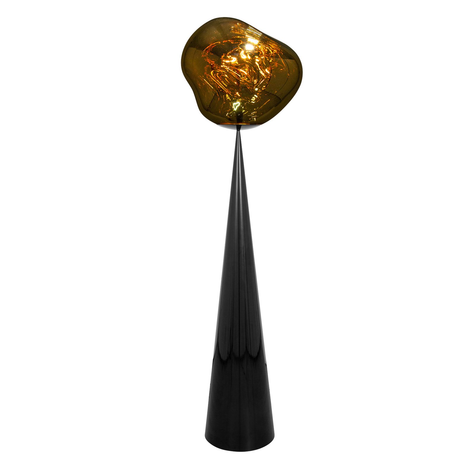 Tom Dixon Melt Cone Fat, gold-coloured, black base, 175 cm