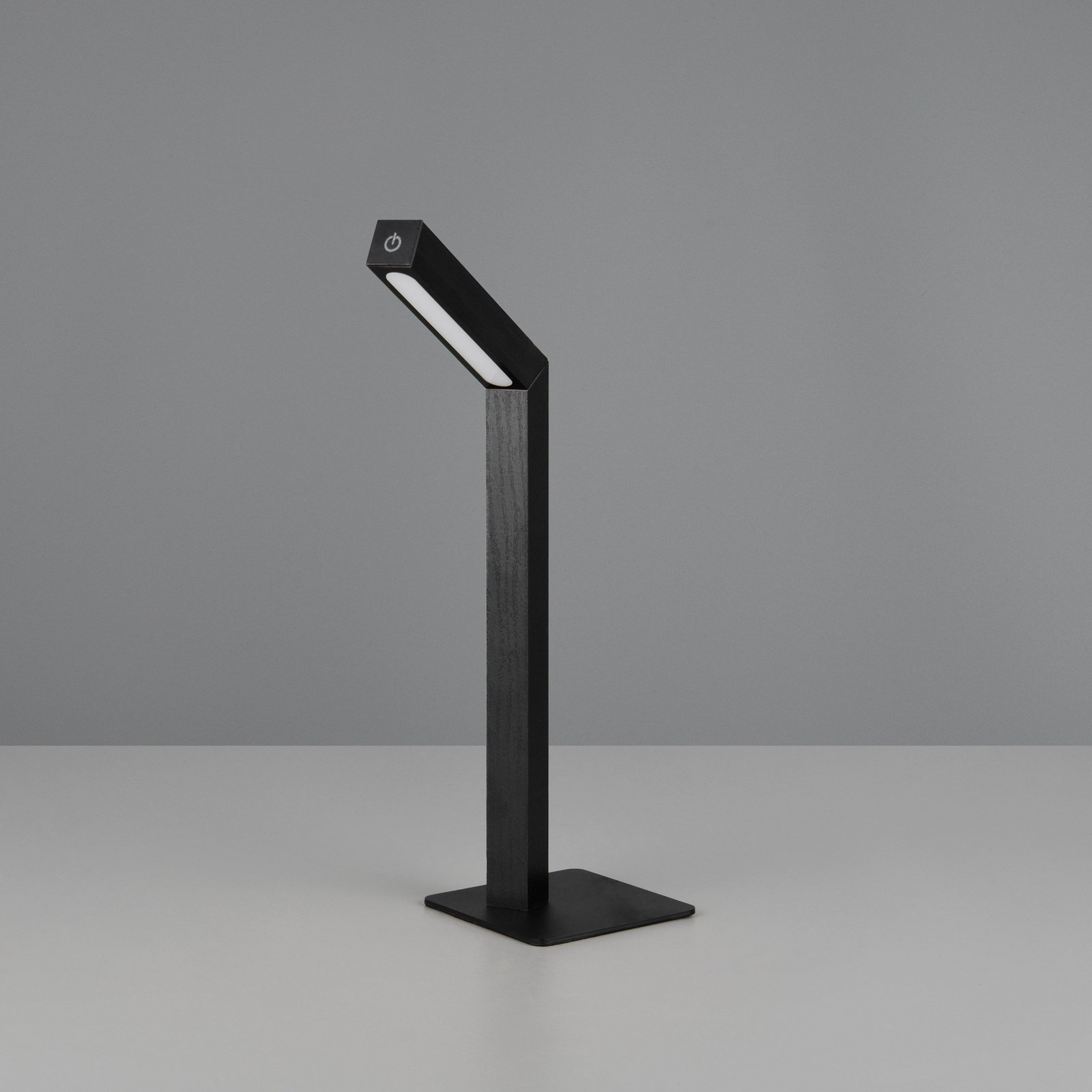 LED rechargeable table lamp Skip, black, MDF, height 37.5 cm