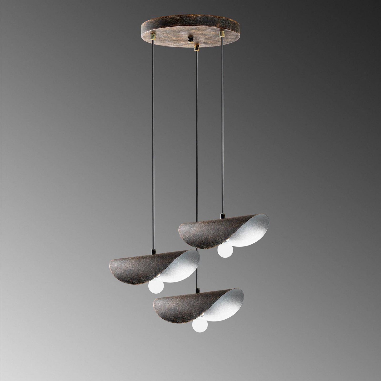 Eger pendant light, 3-bulb, black, metal, Ø 50 cm Eger pendant light, 3-bulb, black, metal, Ø 50 cm