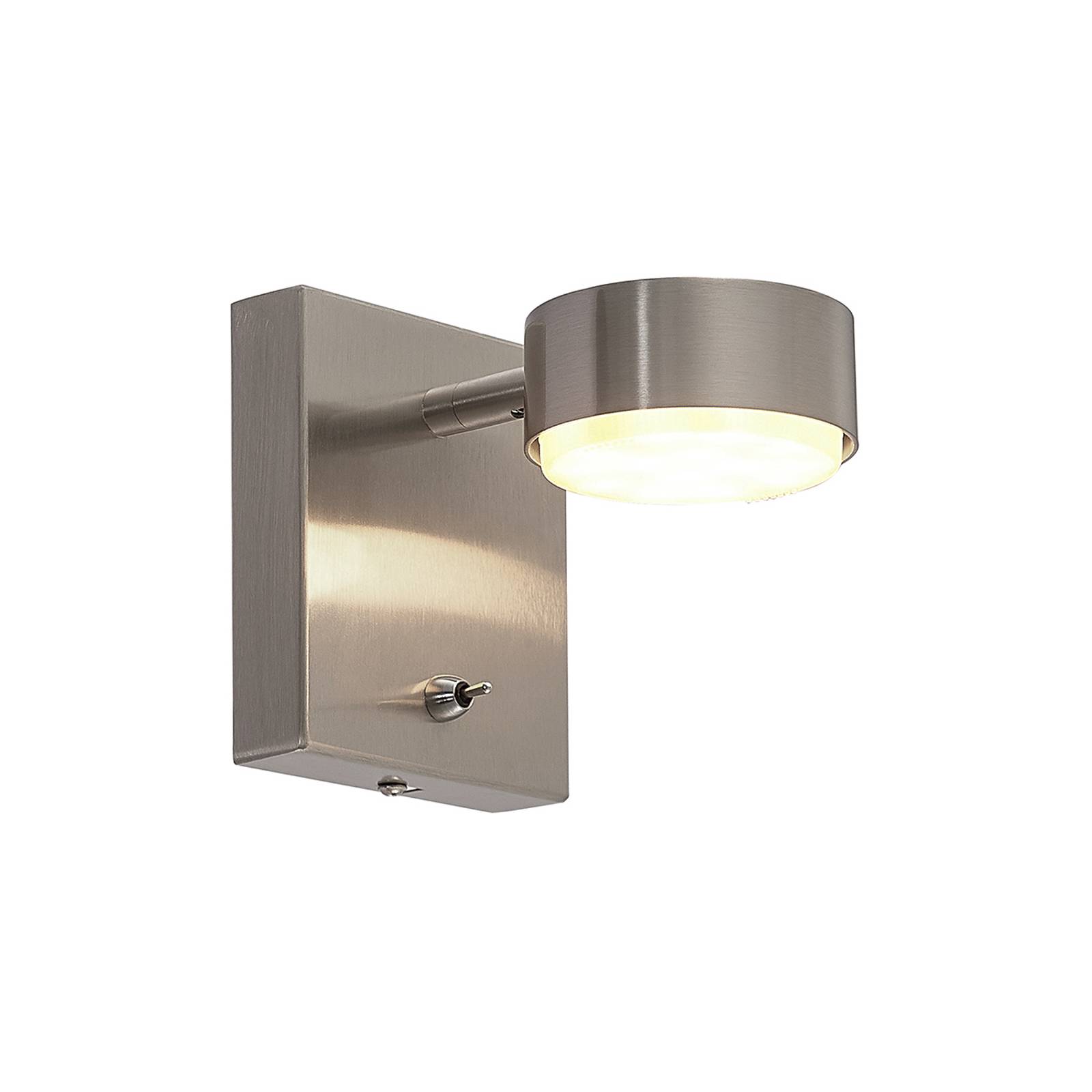 Lindby Kaylou LED wall lamp, short, matt nickel, for Living / Dining Room, iron, aluminium, GX53, 7 W, W: 10 cm, H: 12 cm