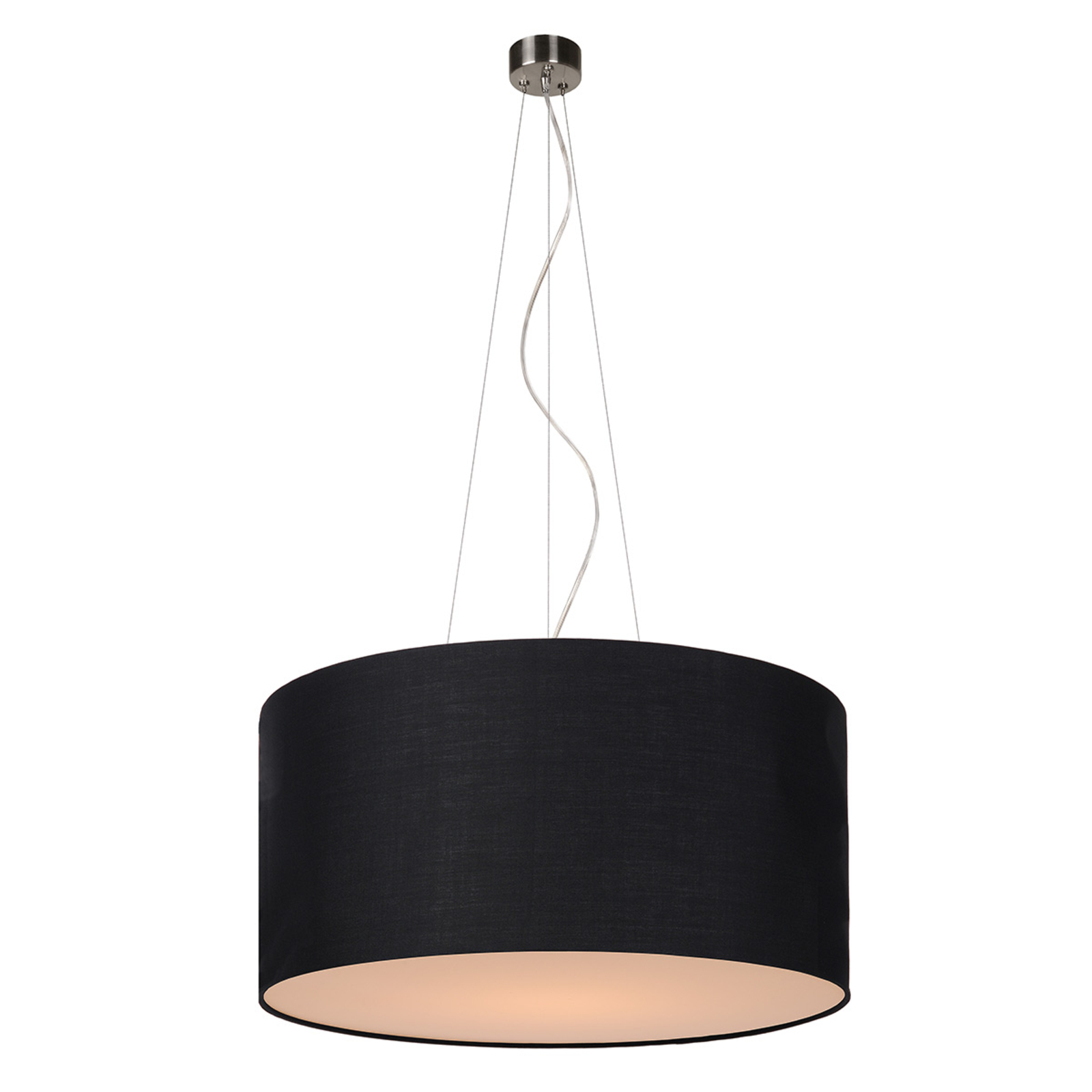 Lucide Universal Coral hanging light, black, 60 cm, for Living / Dining Room, fabric, E27, 60 W, energy efficiency: A++, H: 30 cm