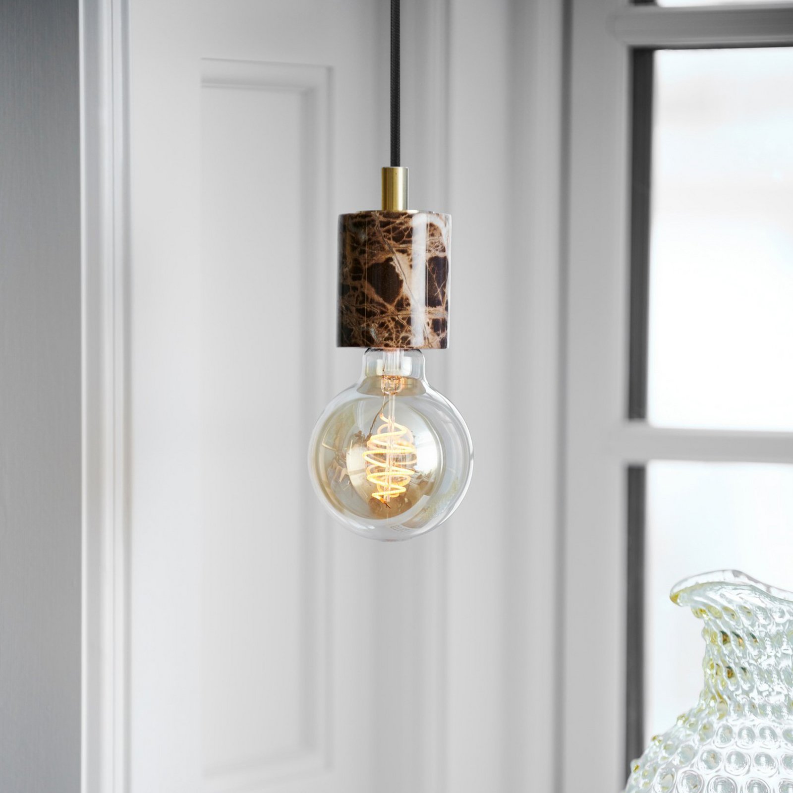 Suspension Siv avec cylindre en marbre, marron