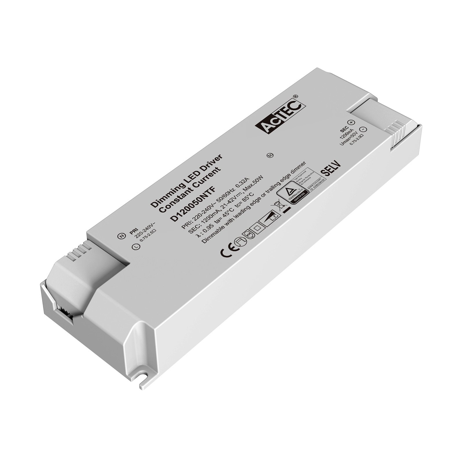 AcTEC Triac -LED-muuntaja CC maks. 50 W, 1 200 mA