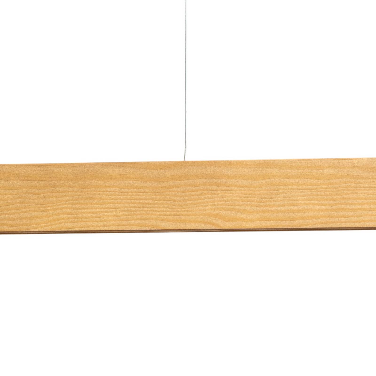 Lampa wisząca LED Teo, sosna, 126 cm, ściemniacz dotykowy