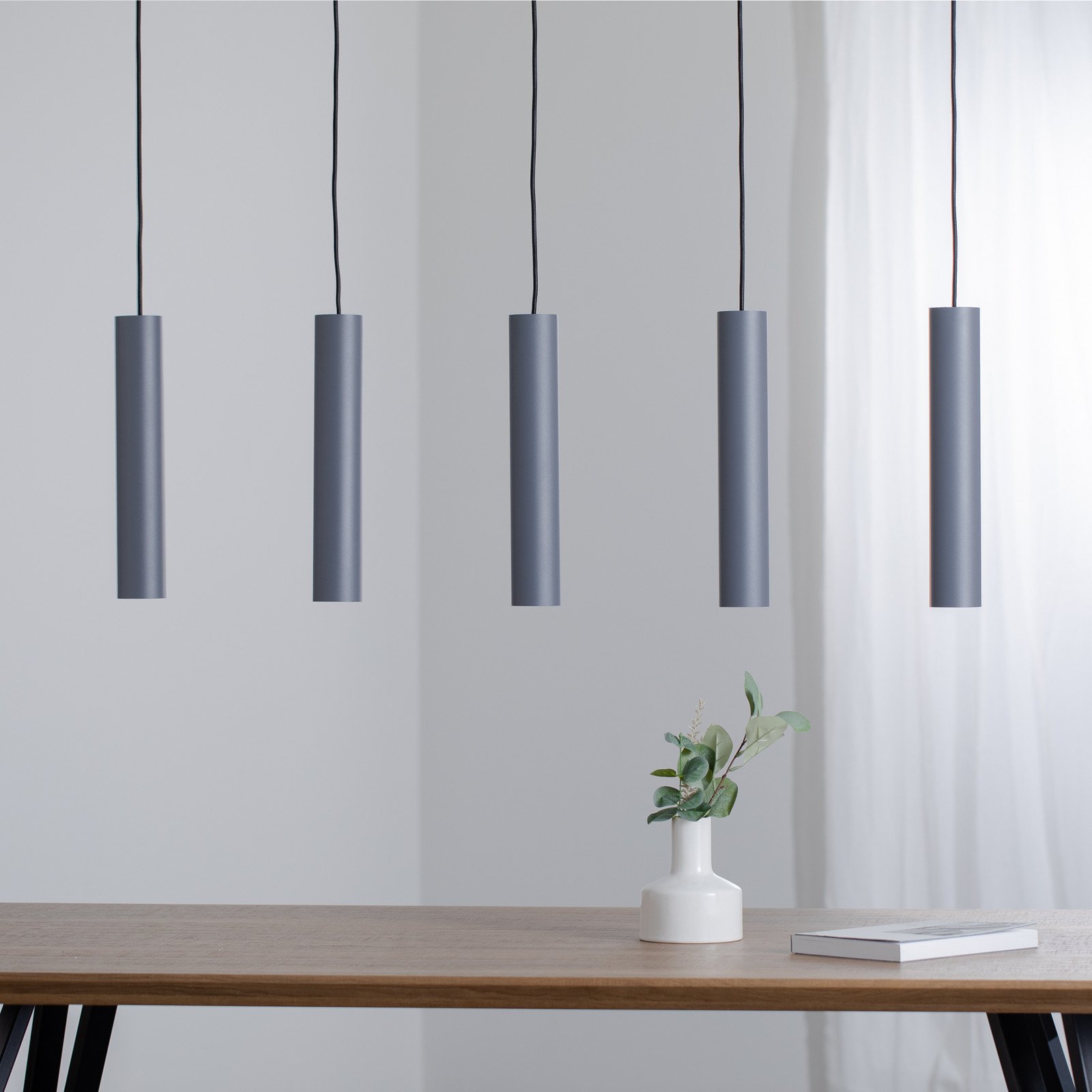 Argon Lampă suspendată Brenta gri oțel lungime 110 cm 5 becuri - Camera de zi / sufragerie - Modern - Metal