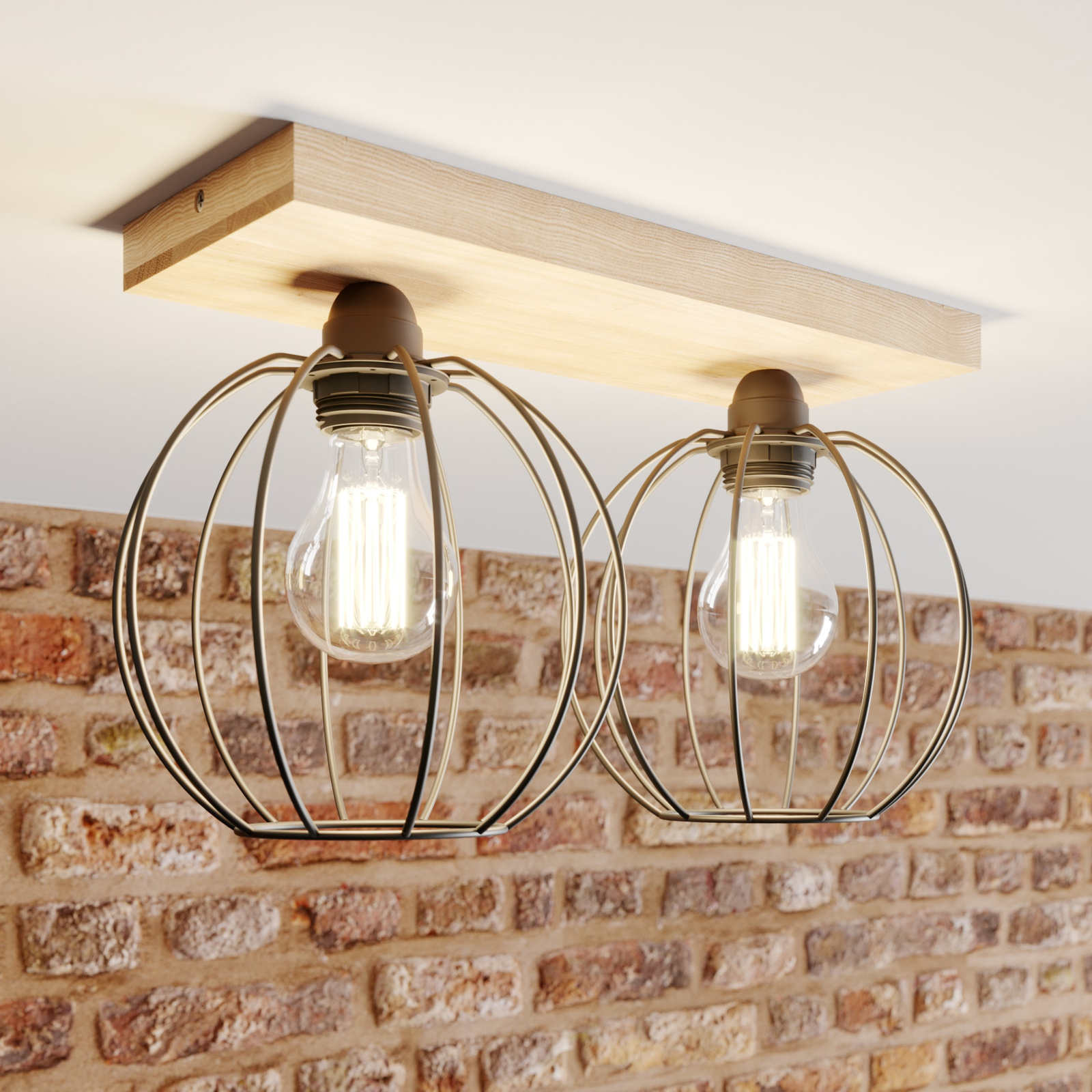 Lampa sufitowa Dorett , drewno dębowe, 2-punktowa