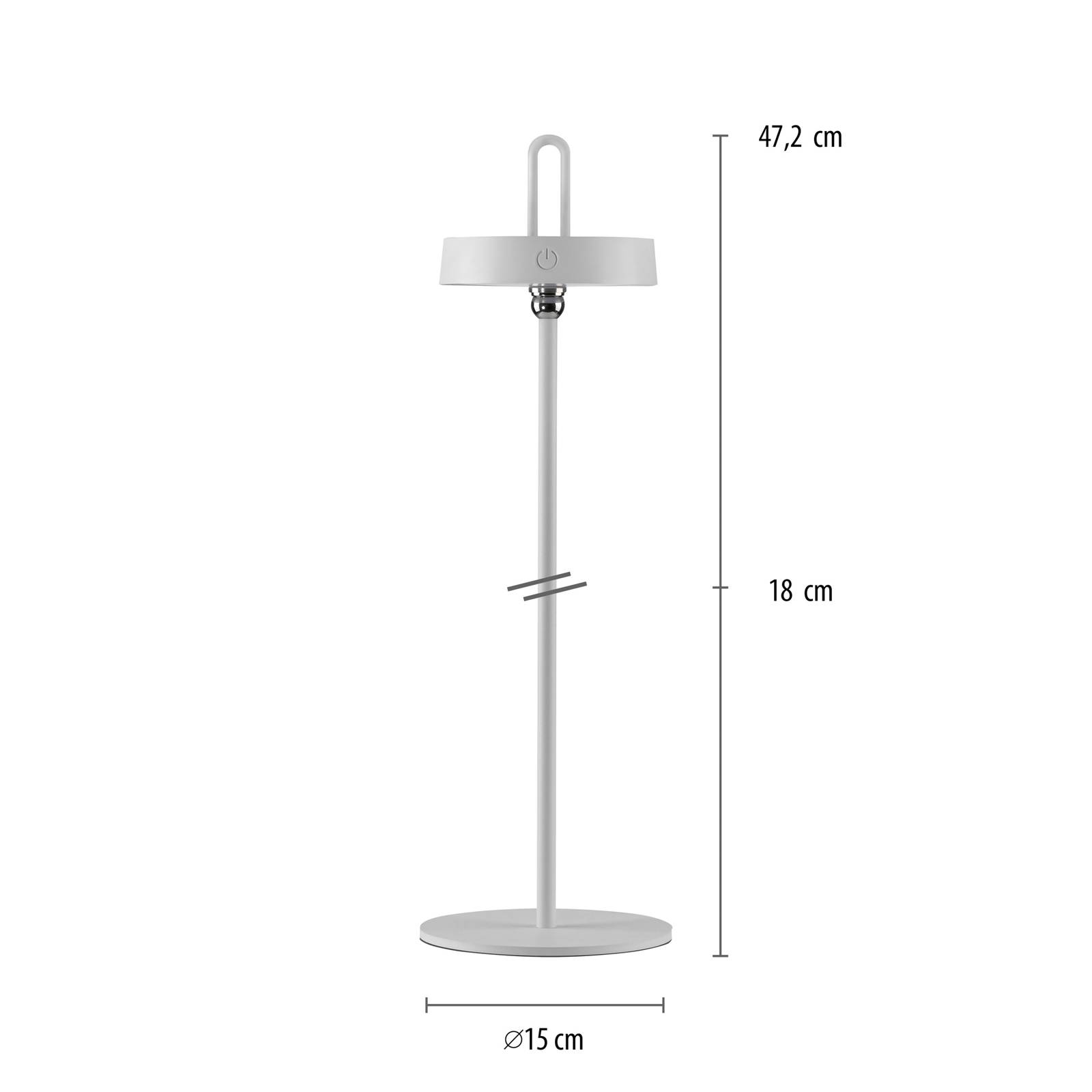 JUST LIGHT. Akumulatorowa lampa stołowa LED Amag, biała, żelazo, IP44