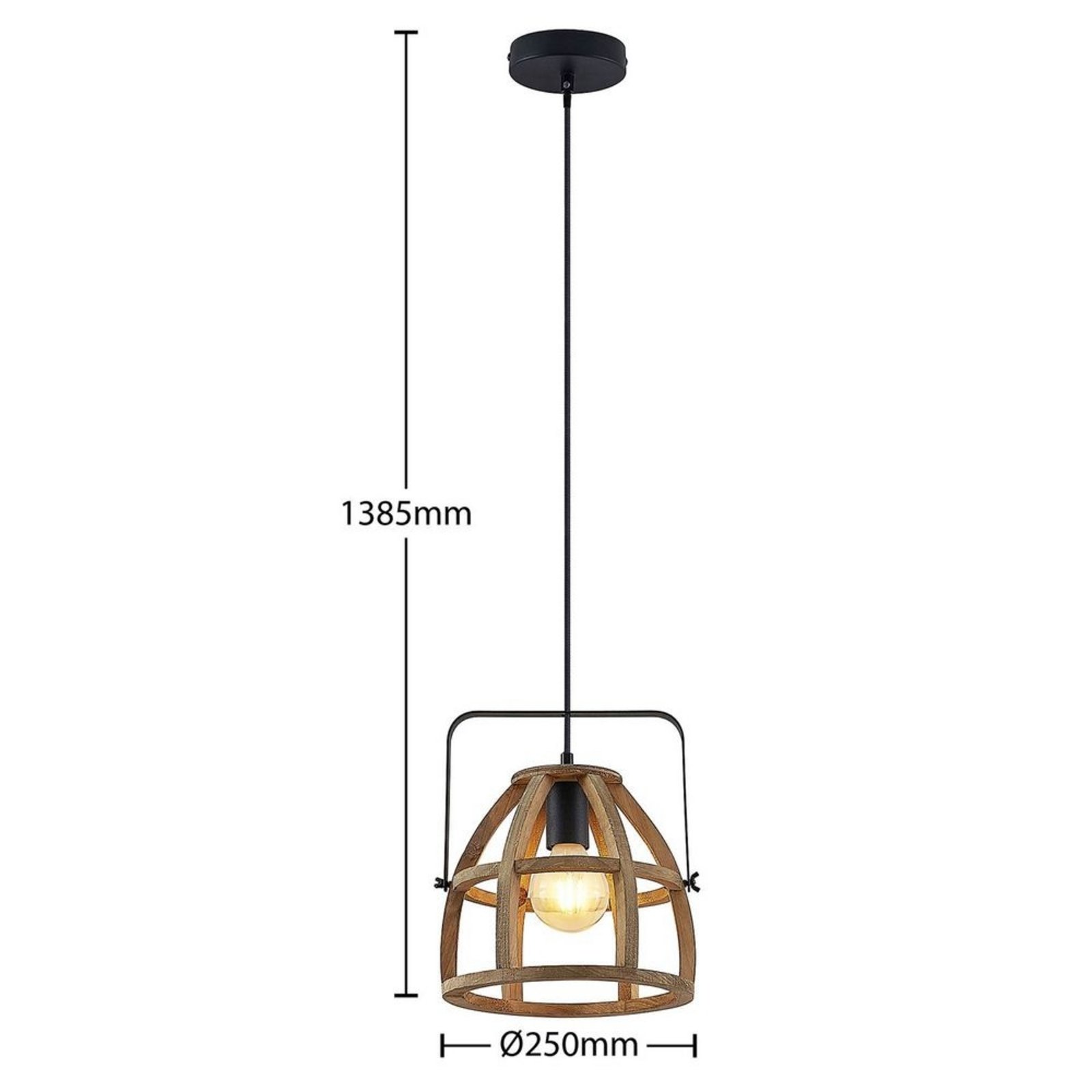 Pilarion Lustră Pendul Ø25 Wood/Black - Lindby