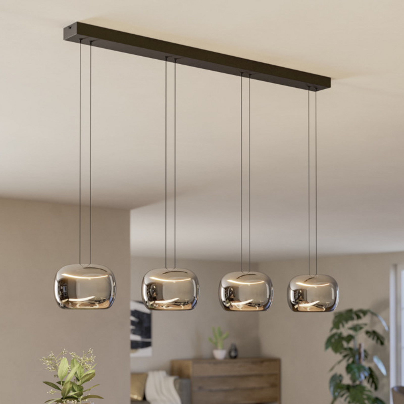 Lámpara colgante LED HORTUNAS de EGLO, longitud 126 cm, 4 luces, negra Lámpara colgante LED HORTUNAS de EGLO, longitud 126 cm, 4 luces, negra