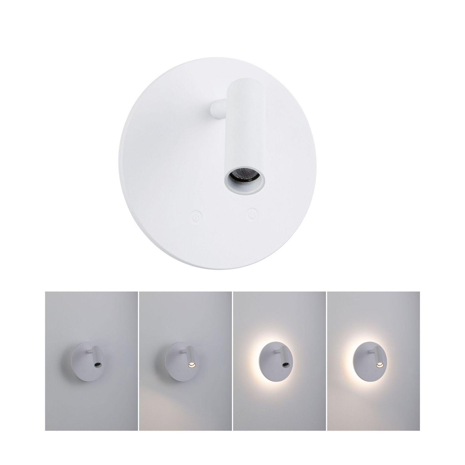 LED akumulatora sienas prožektors „Kiora“, balts, augstums 20 cm, dimmeris