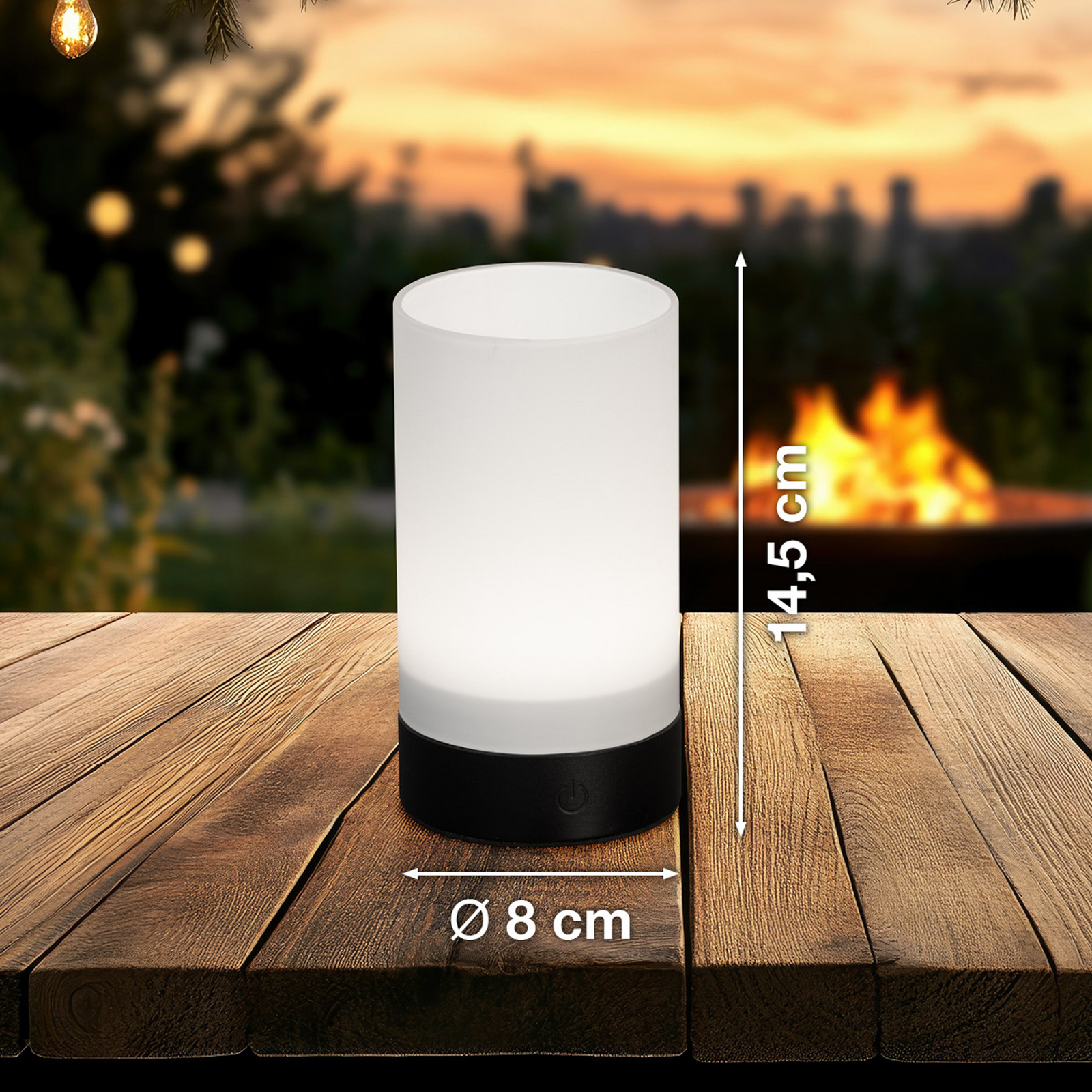 Fenya LED rechargeable table lamp, black/opaque matt Height 14 cm IP54