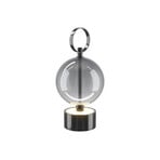DOUBLE MOON rechargeable LED table lamp, smoky grey, height 25 cm, glass