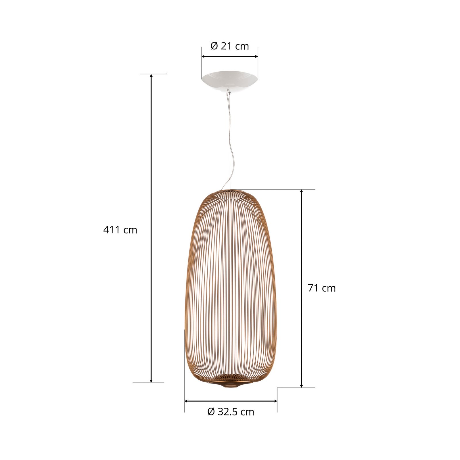 Foscarini Spokes 1 LED závěsné světlo měď