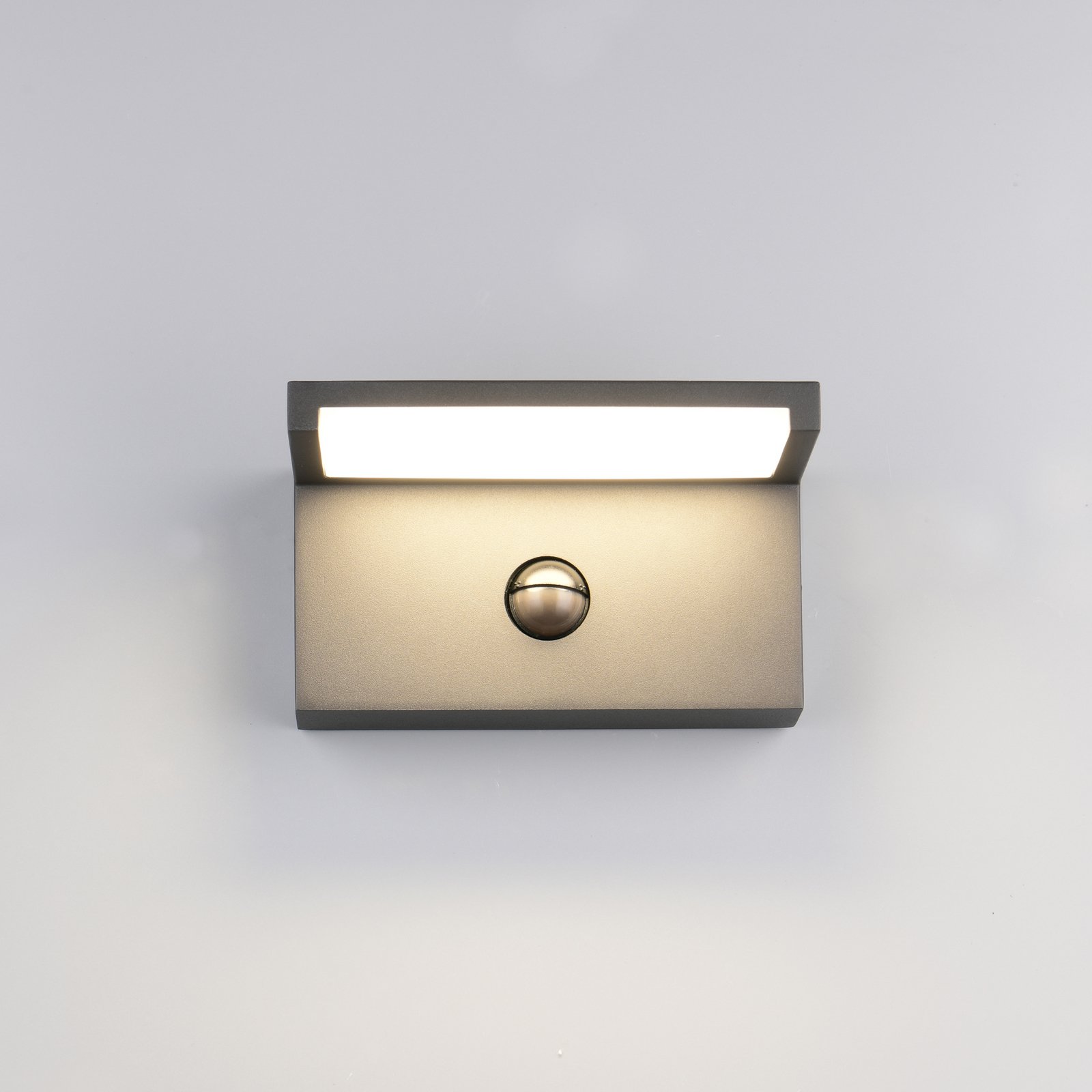 LED āra sienas lampa Ravi, antracīta krāsa, platums 18 cm, sensors, IP54