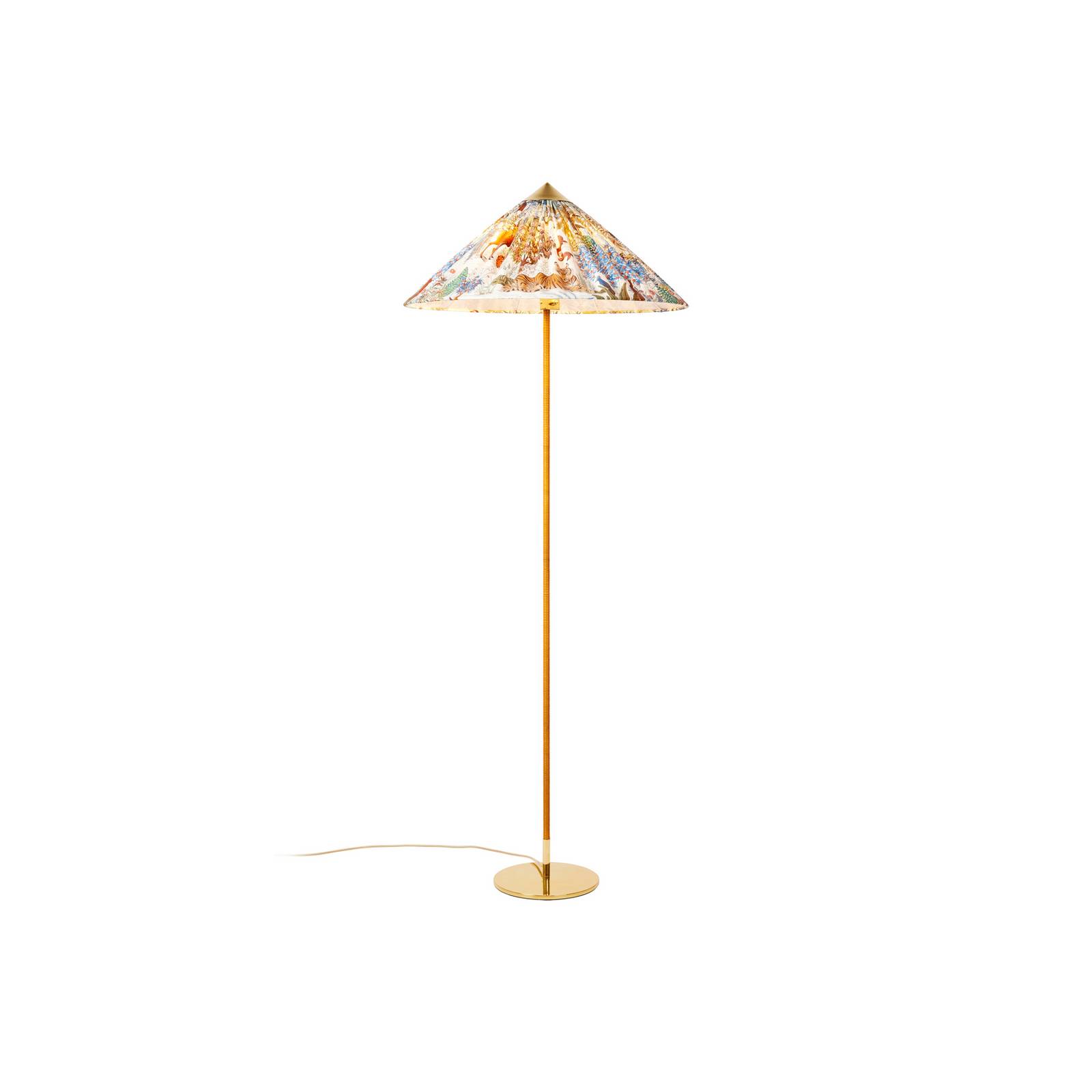 GUBI Stehlampe 9602, Messing/Rattan, Stoffschirm Pierre Frey günstig online kaufen