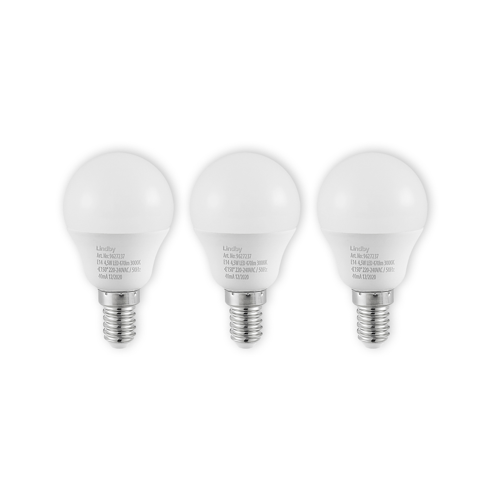 Lindby LED-Lampe E14 G45 4,5W 3.000K opal 3er-Set
