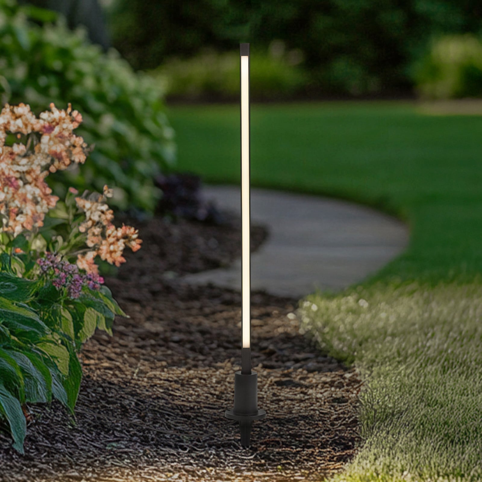 Lindby Bornă luminoasă LED Neano 80 cm negru metal IP65 - Modern - negru alb - Aluminiu