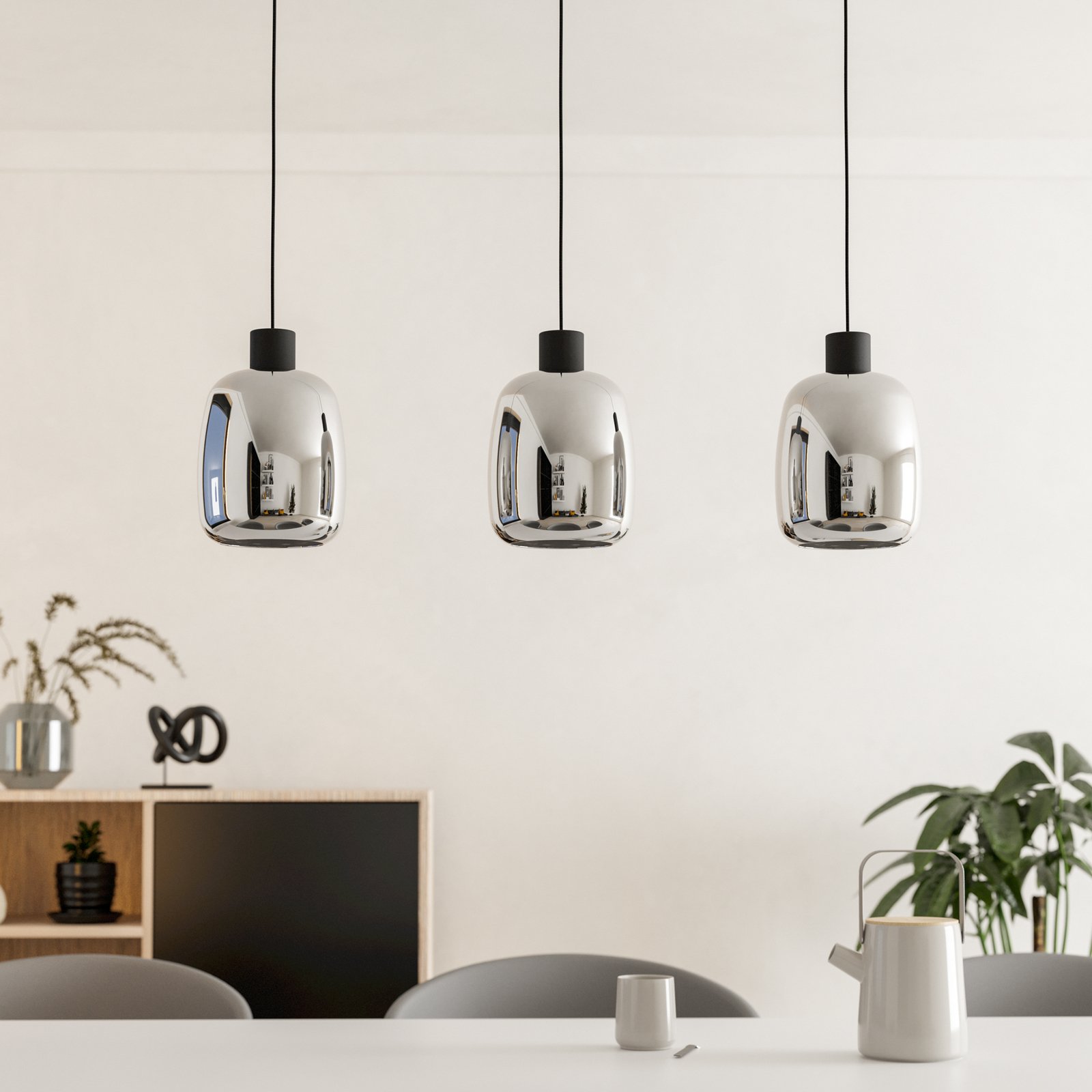 EGLO connect LED-Hängelampe Molochio-Z, 3-fl., schwarz, klar EGLO connect LED-Hängelampe Molochio-Z, 3-fl., schwarz, klar