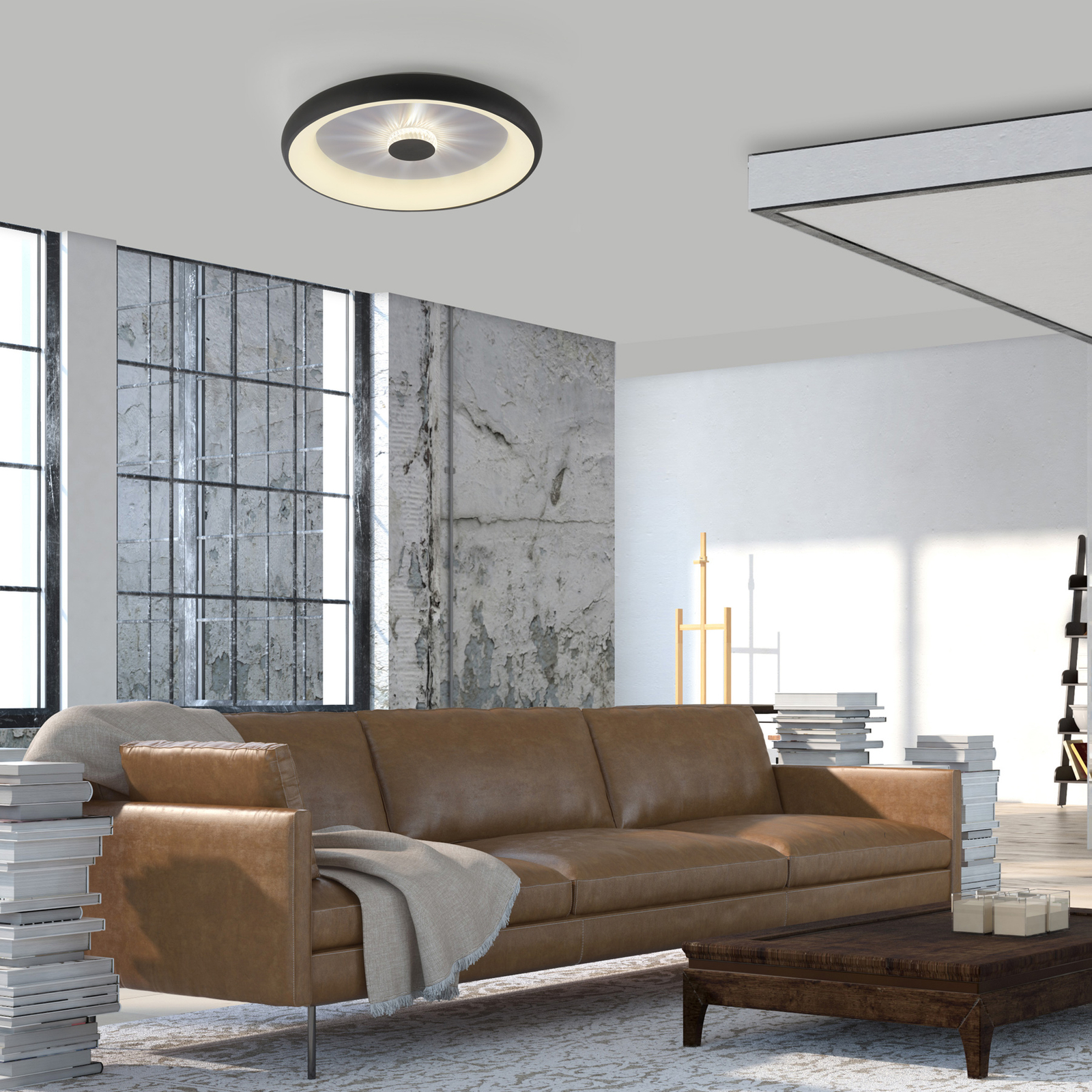 Φωτιστικό οροφής Vertigo LED, CCT, Ø 61,5 cm, μαύρο