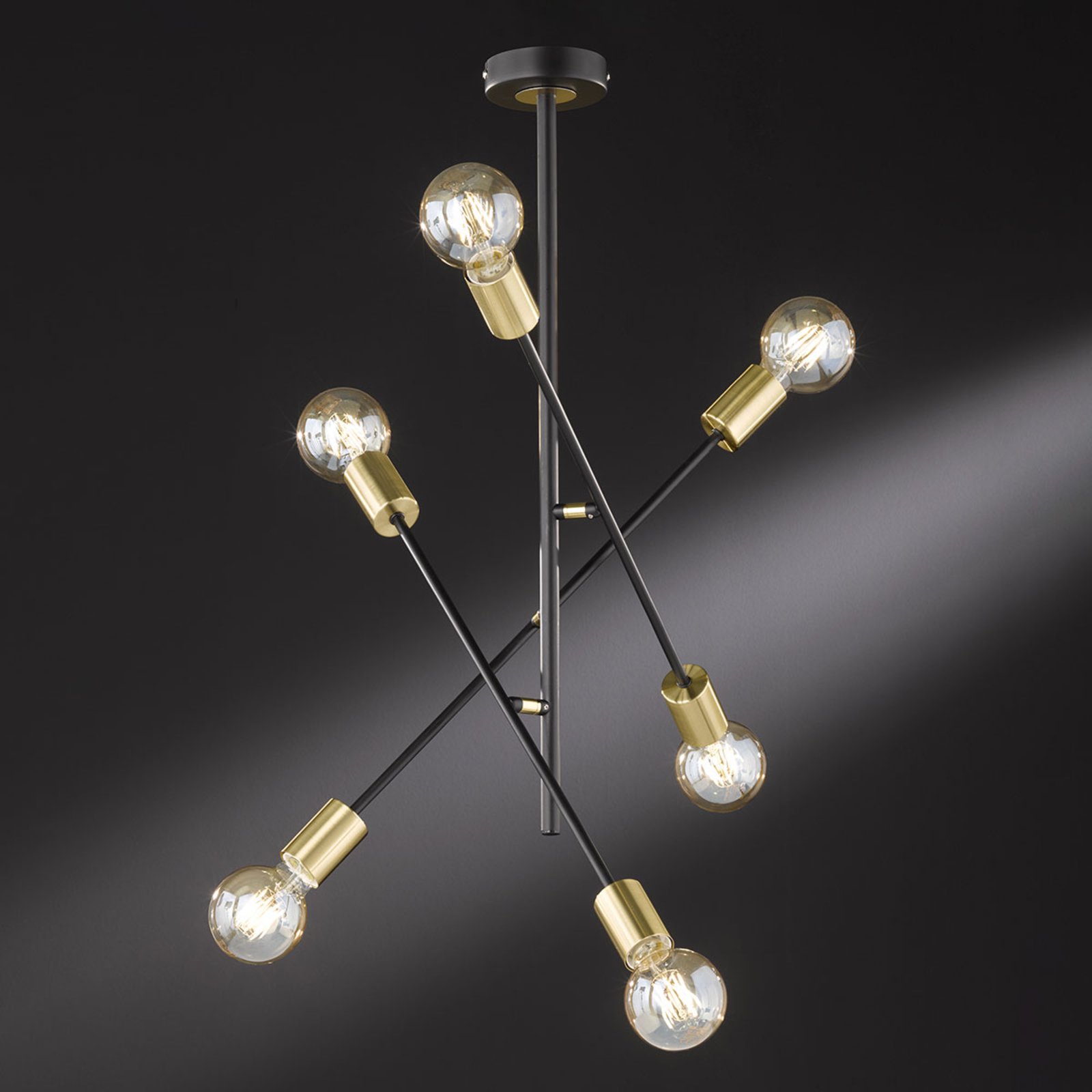 Wofi Tandil ceiling light, simple suspension, 6-bulb, for Living / Dining Room, metal, plastic, E27, 60 W, energy efficiency: A++, H: 62.5 cm