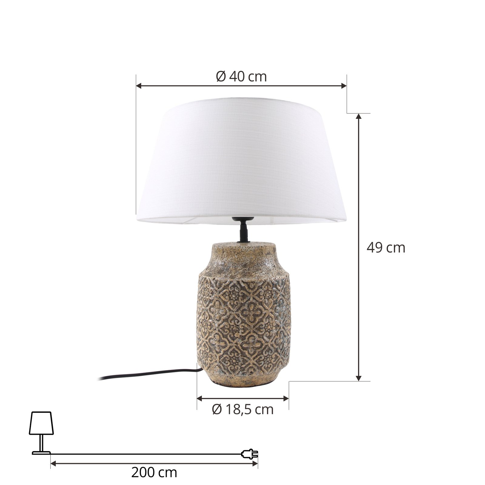 Aelith Tischleuchte Ø40 White/Grey - Lindby