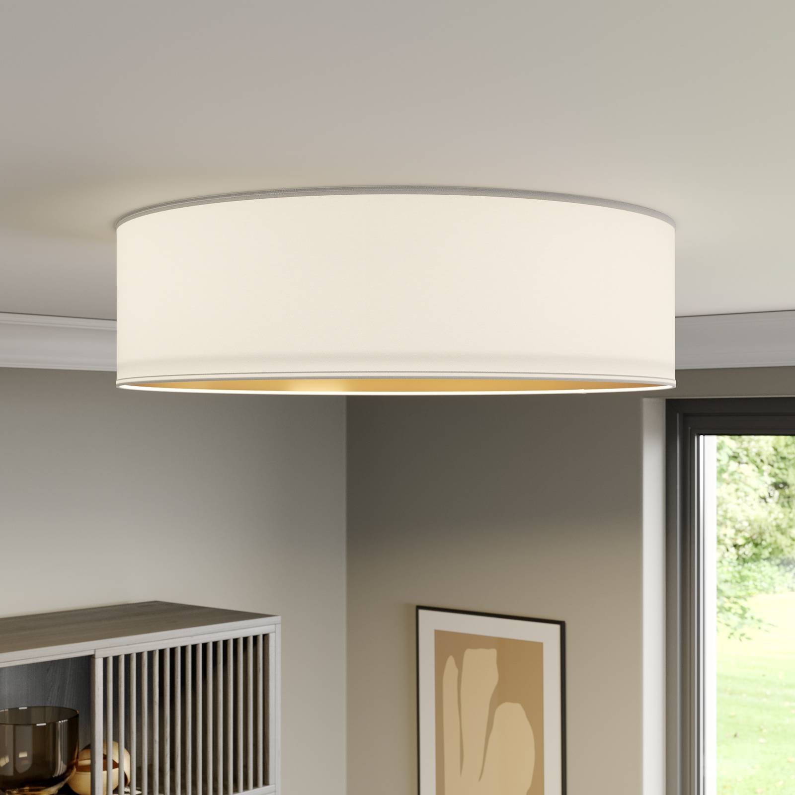 Lampa sufitowa Bilbao, biały/złoty, Ø 60 cm